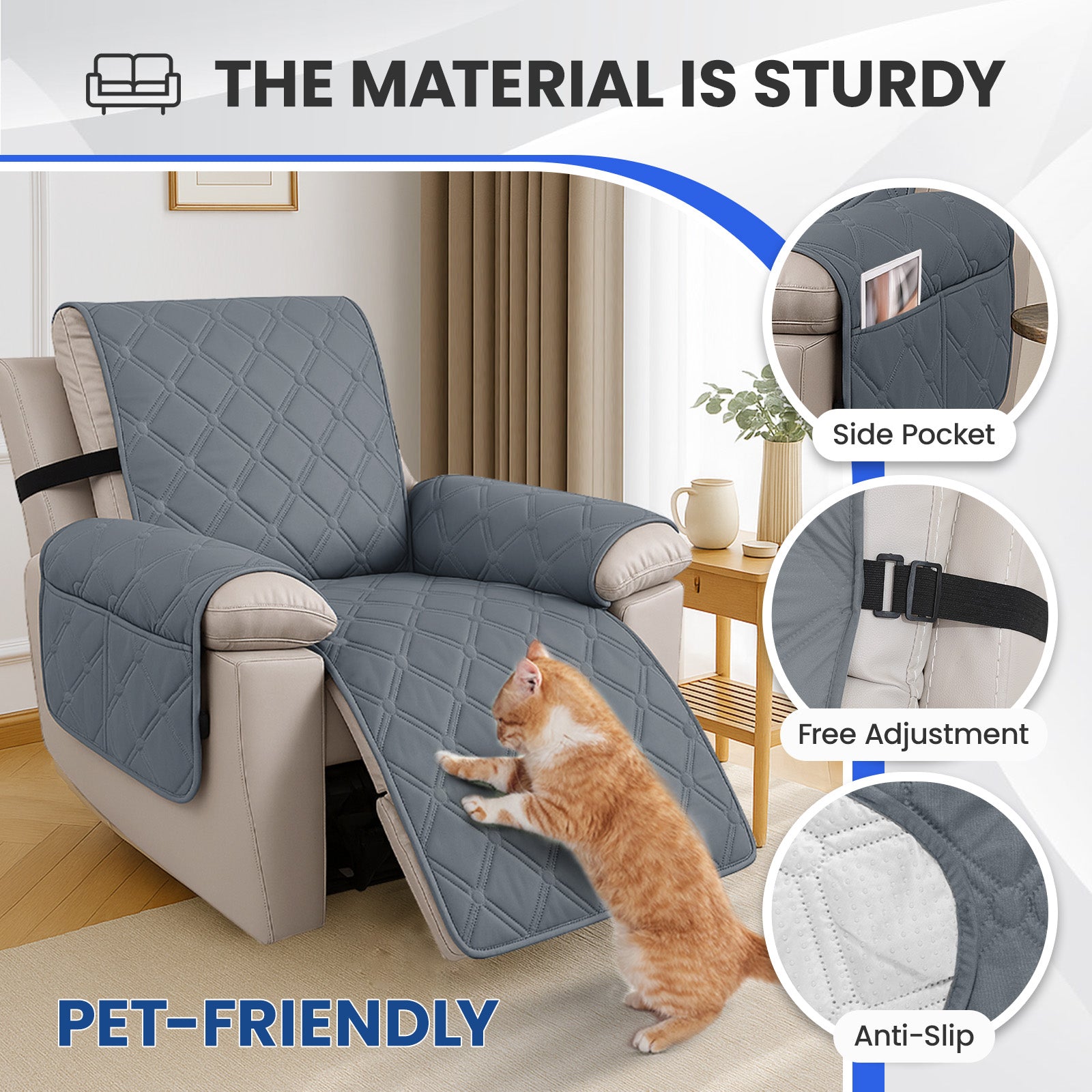 YSTYLE Waterproof Armchair Cover with Pockets and Non Slip Backing-YSTYLE