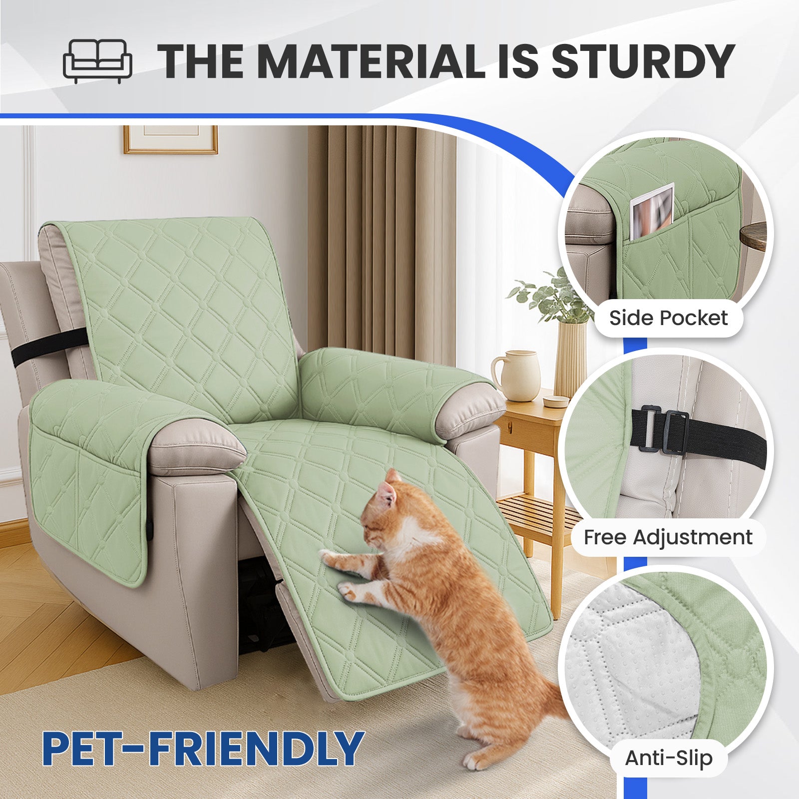 YSTYLE Waterproof Armchair Cover with Pockets and Non Slip Backing-YSTYLE