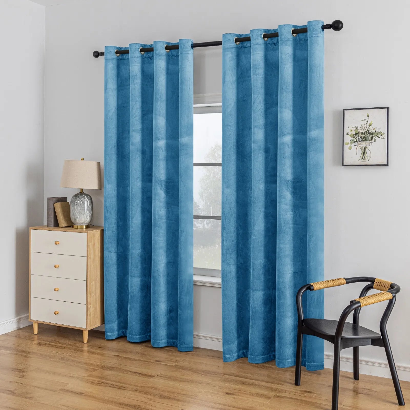 YSTYLE Elegant Velvet Curtains-2 pcs, Blackout & Heat Insulating, Eyelet Drapes for Home Windows