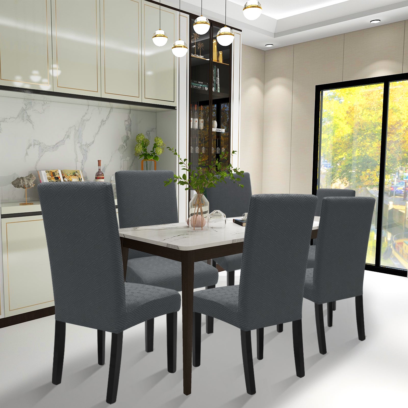 YSTYLE 6 Pieces Stretch Chair Covers With Backrest Soft Fabric-YSTYLE