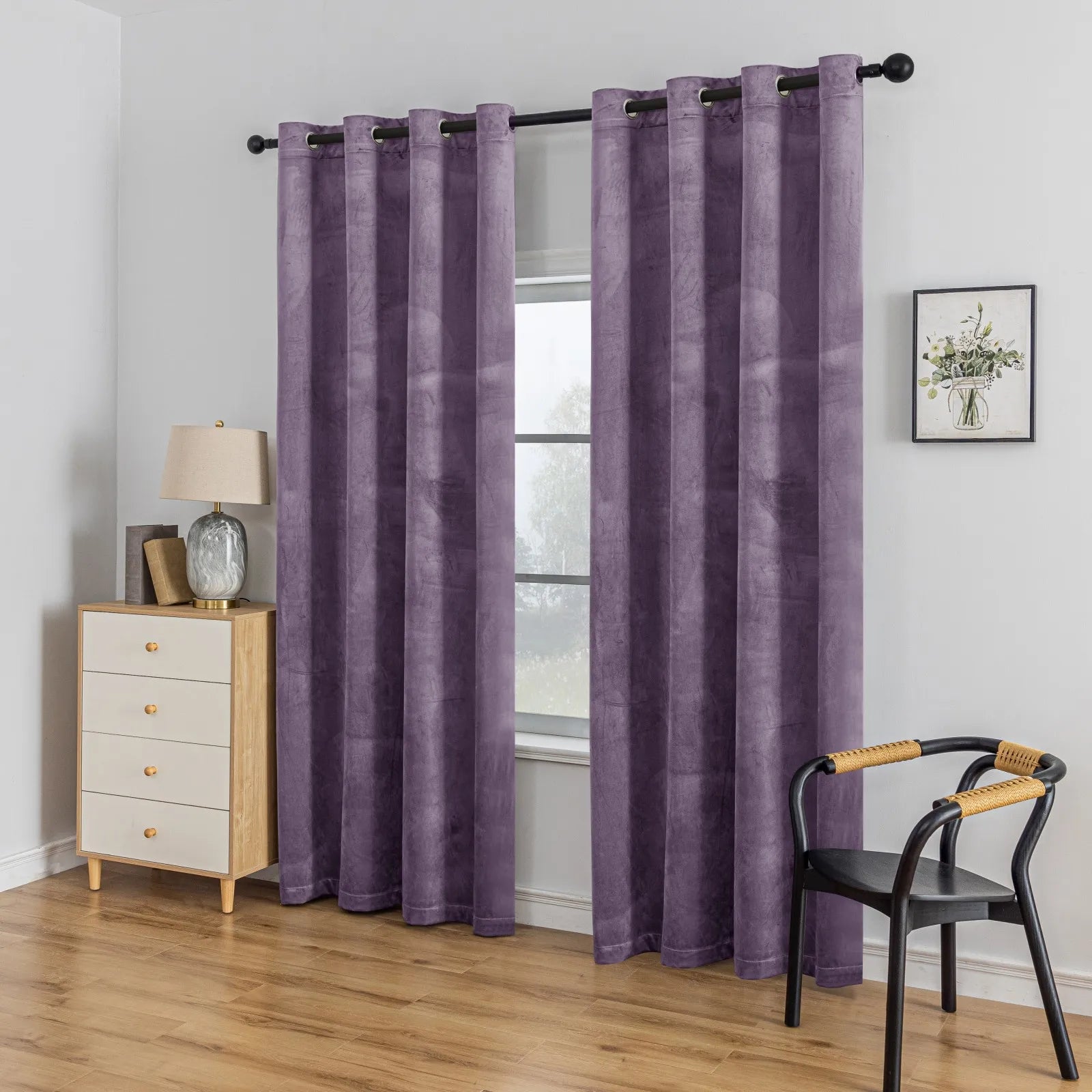 YSTYLE Elegant Velvet Curtains-2 pcs, Blackout & Heat Insulating, Eyelet Drapes for Home Windows