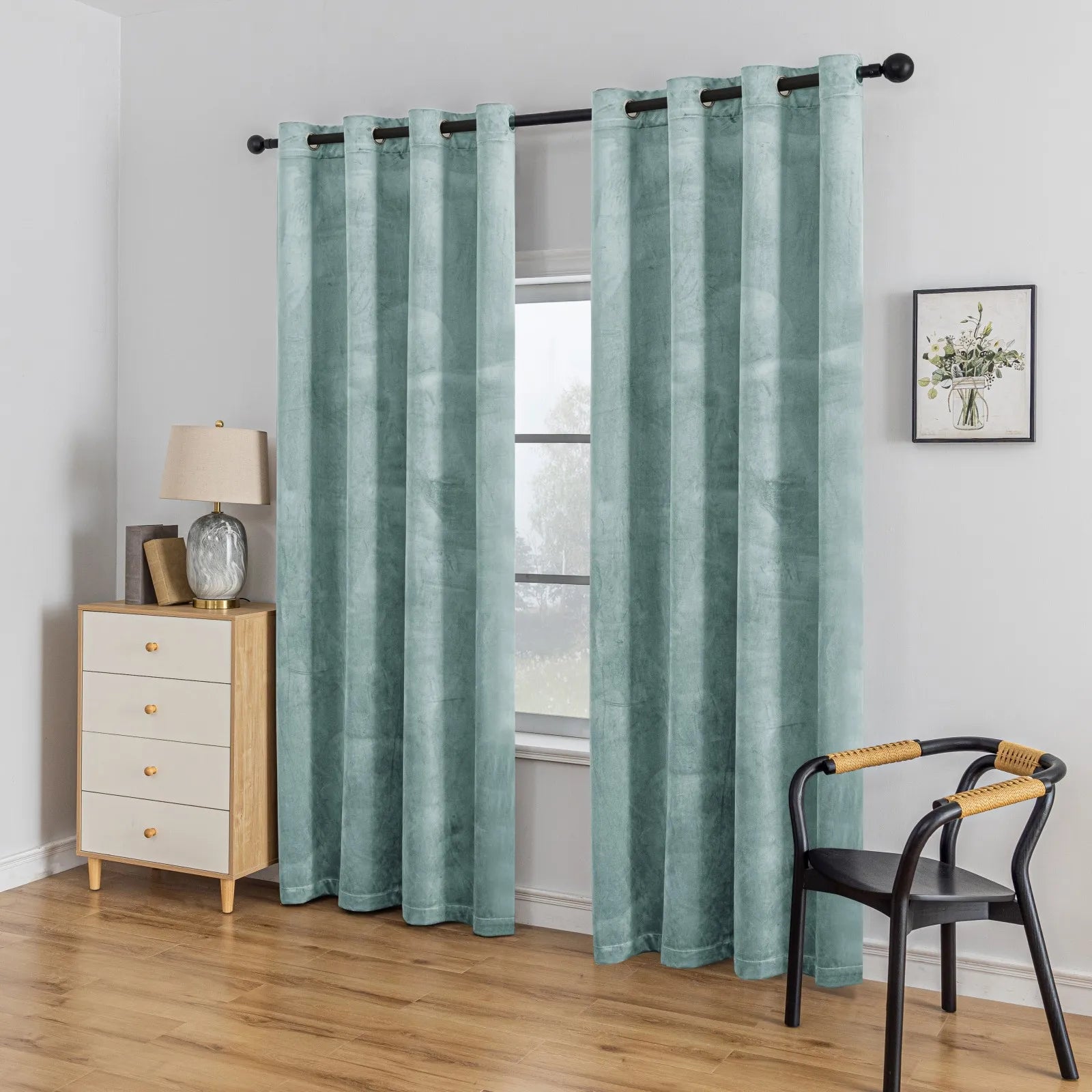 YSTYLE Elegant Velvet Curtains-2 pcs, Blackout & Heat Insulating, Eyelet Drapes for Home Windows