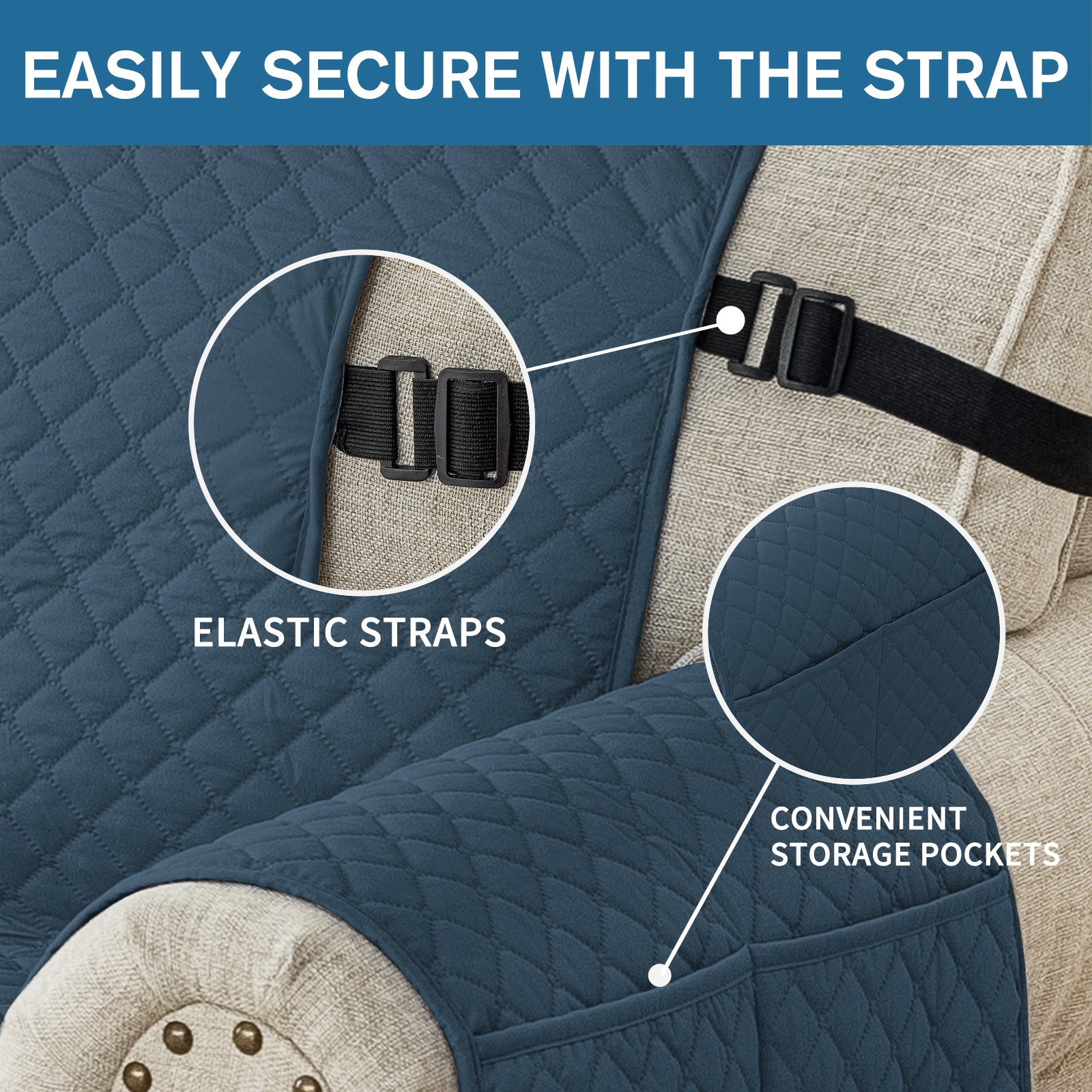 Copertura per divano impermeabile YSTYLE per 3 posti con braccioli, antiscivolo