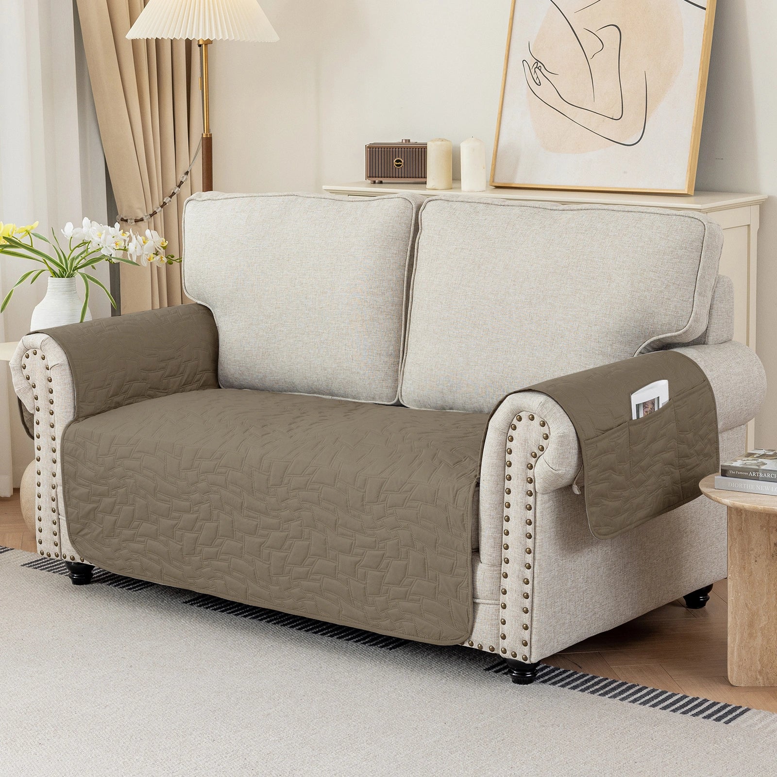 YSTYLE 2 Seater Sofa Cover Universal – Anti-Slip, Pet-Friendly, Couch Protector with Side Pockets