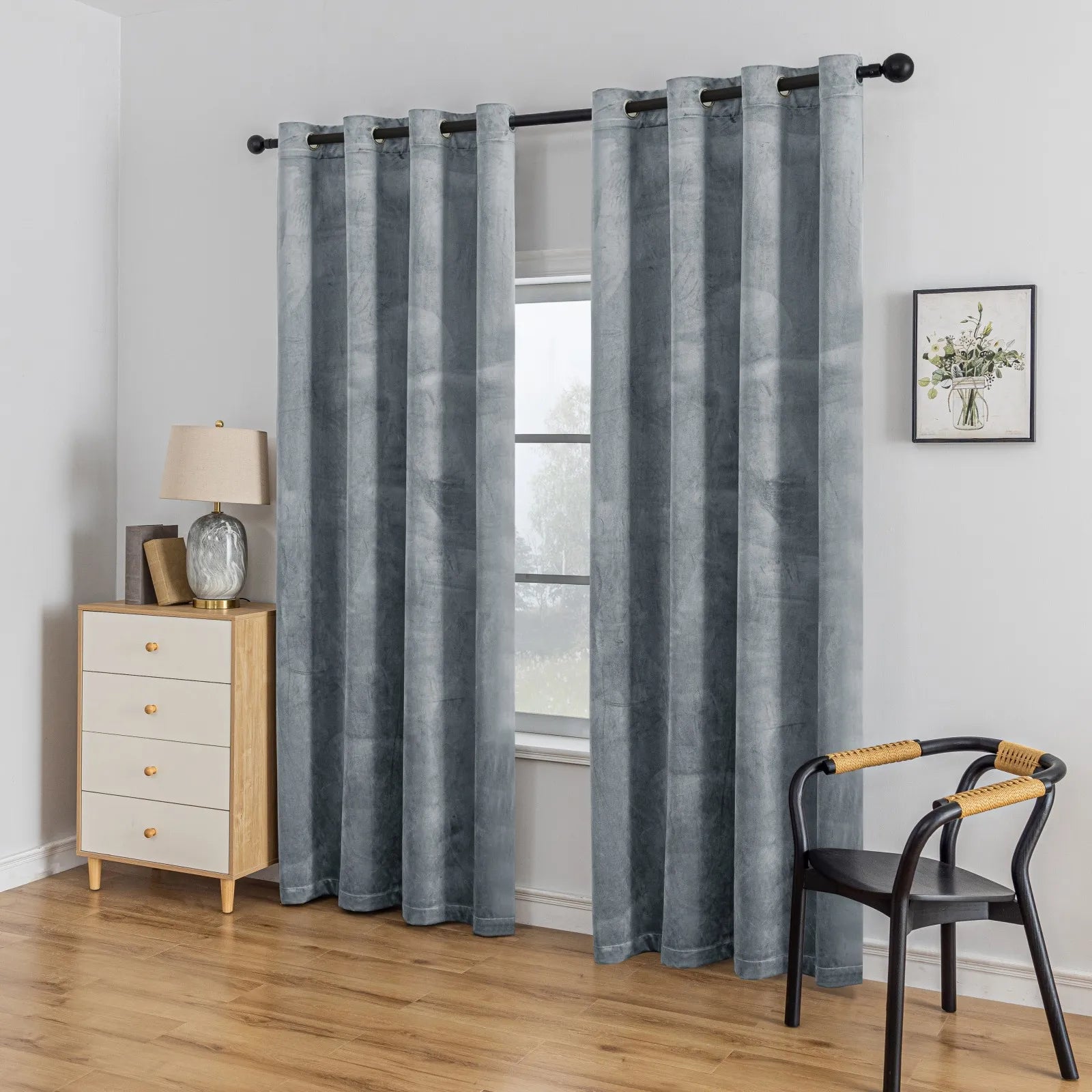 YSTYLE Elegant Velvet Curtains-2 pcs, Blackout & Heat Insulating, Eyelet Drapes for Home Windows