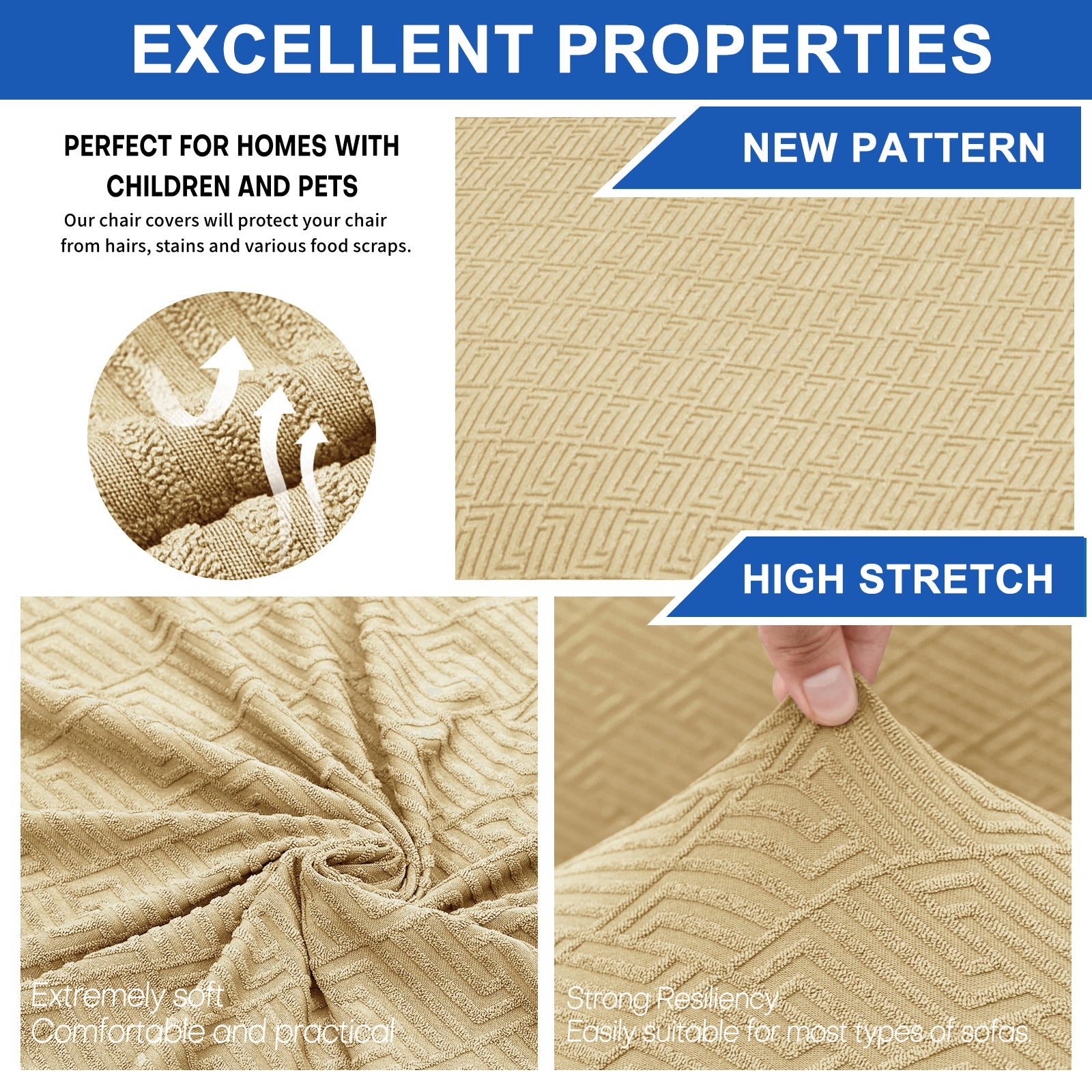 YSTYLE 4 Pieces Stretch Chair Covers With Backrest Soft Fabric