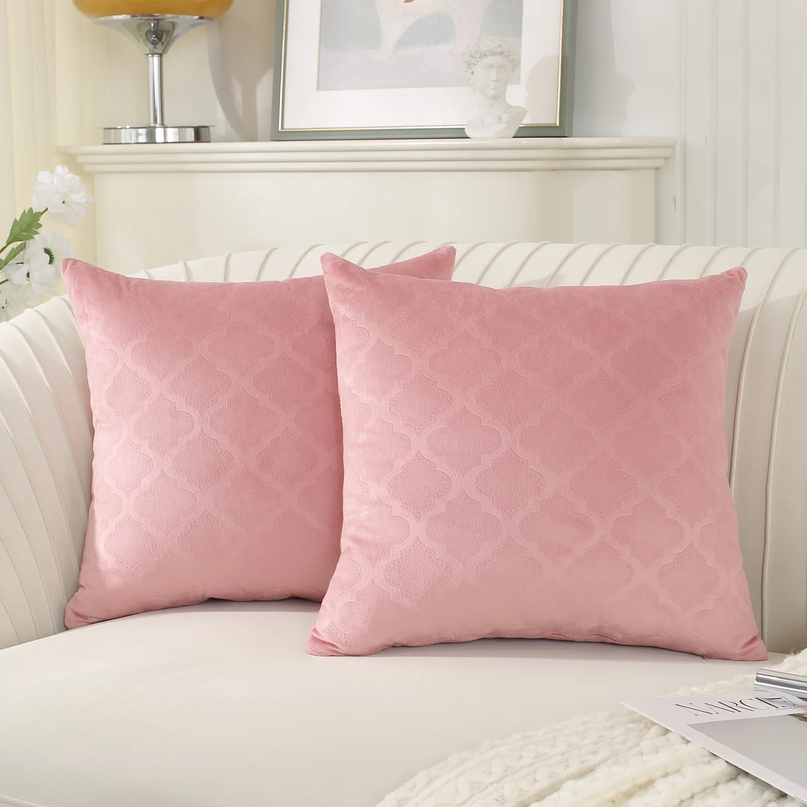 YSTYLE Velvet Sofa Cushion Covers, Decorative Throw Pillow Covers, 2 pcs, Hidden Zipper-Gourd Shape