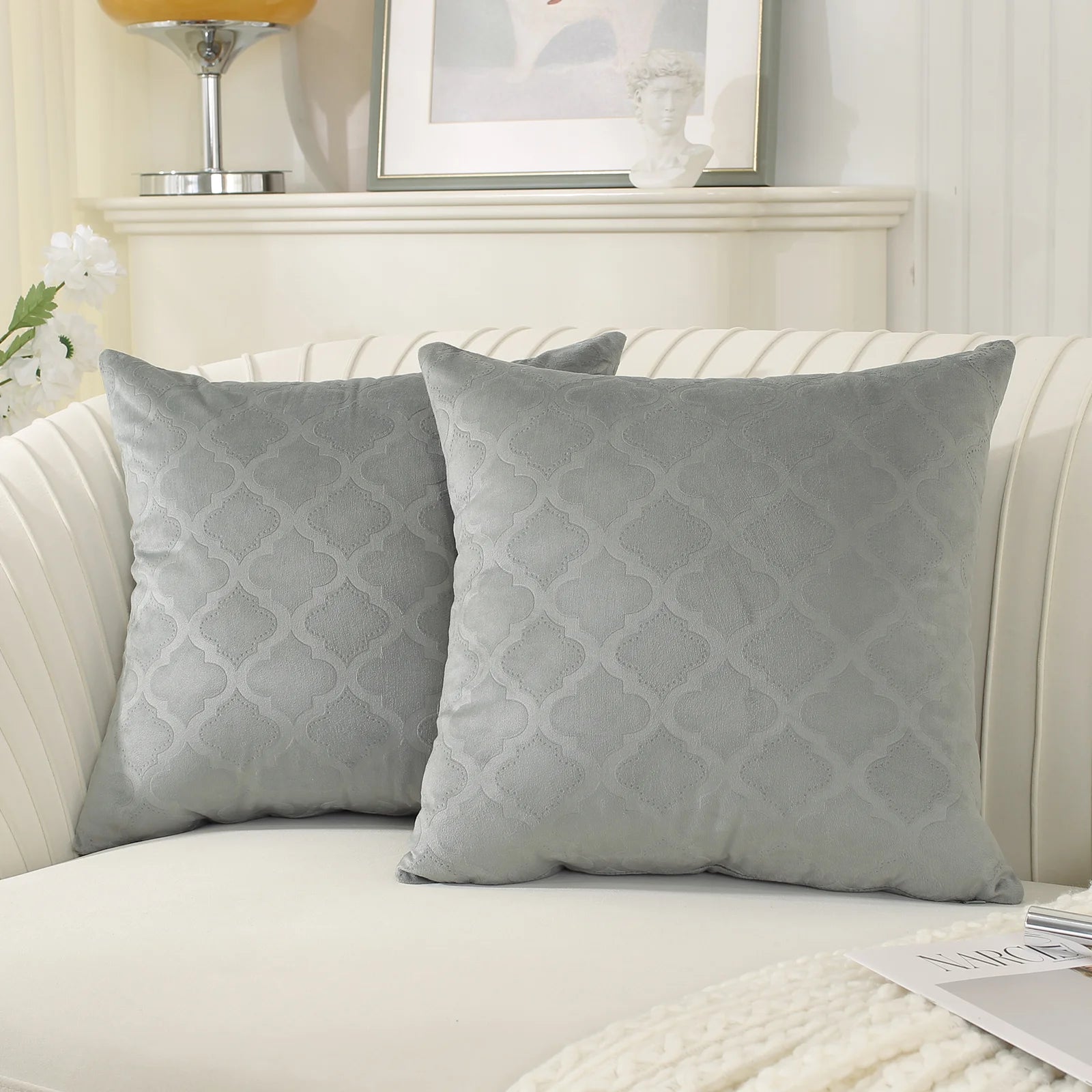 YSTYLE Velvet Sofa Cushion Covers, Decorative Throw Pillow Covers, 2 pcs, Hidden Zipper-Gourd Shape