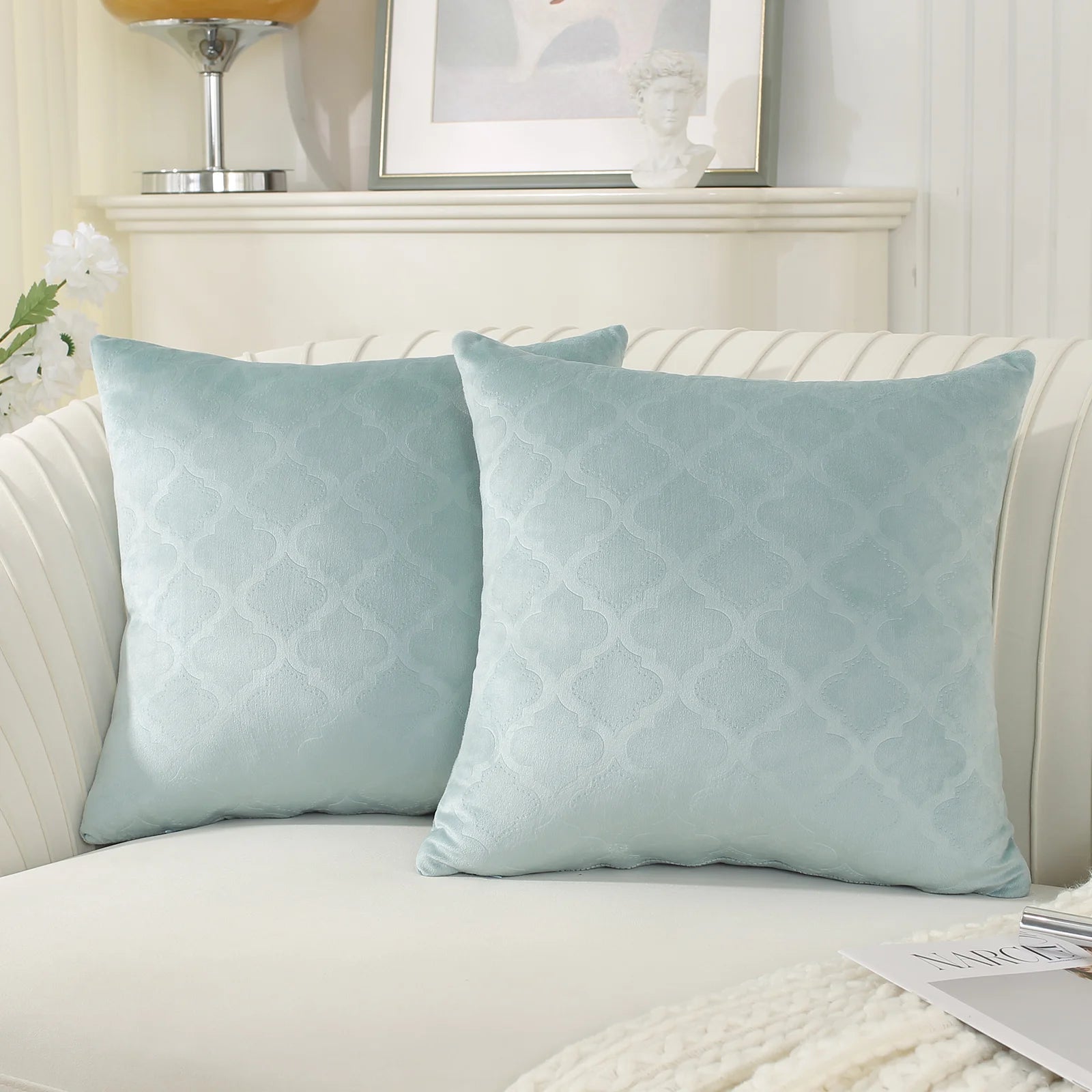 YSTYLE Velvet Sofa Cushion Covers, Decorative Throw Pillow Covers, 2 pcs, Hidden Zipper-Gourd Shape