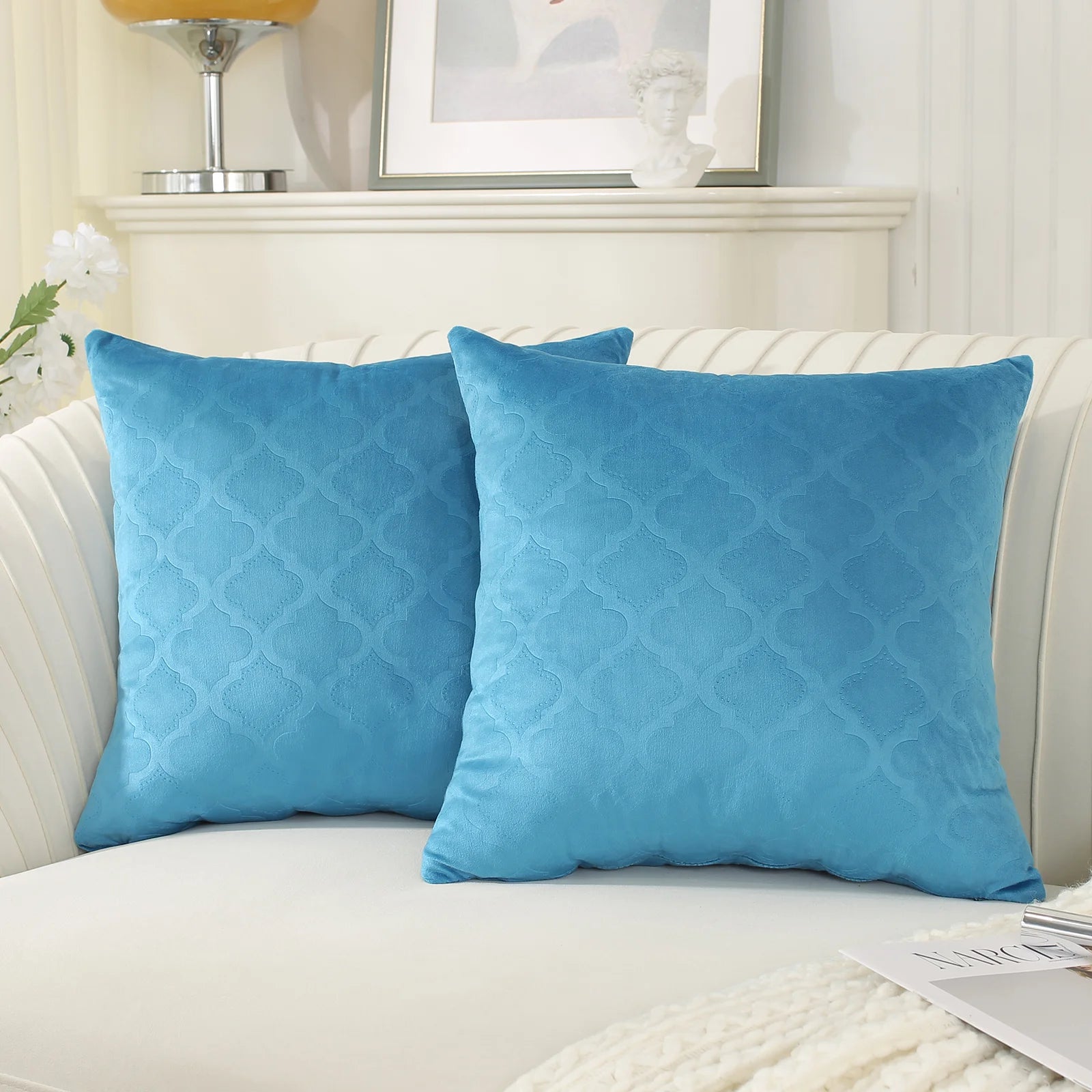 YSTYLE Velvet Sofa Cushion Covers, Decorative Throw Pillow Covers, 2 pcs, Hidden Zipper-Gourd Shape