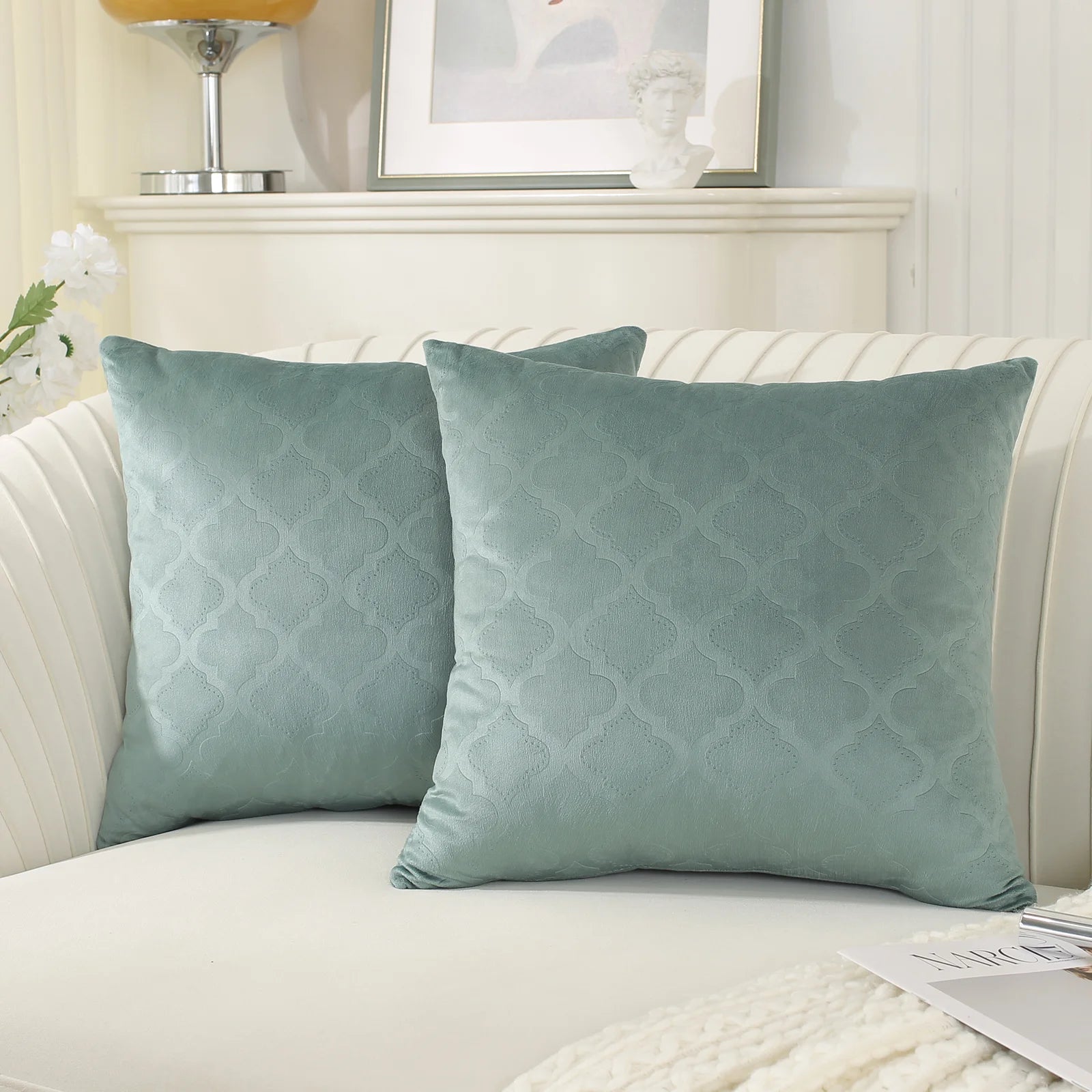 YSTYLE Velvet Sofa Cushion Covers, Decorative Throw Pillow Covers, 2 pcs, Hidden Zipper-Gourd Shape