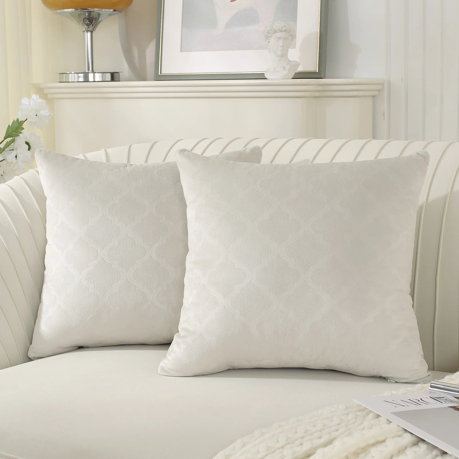 YSTYLE Velvet Sofa Cushion Covers, Decorative Throw Pillow Covers, 2 pcs, Hidden Zipper-Gourd Shape