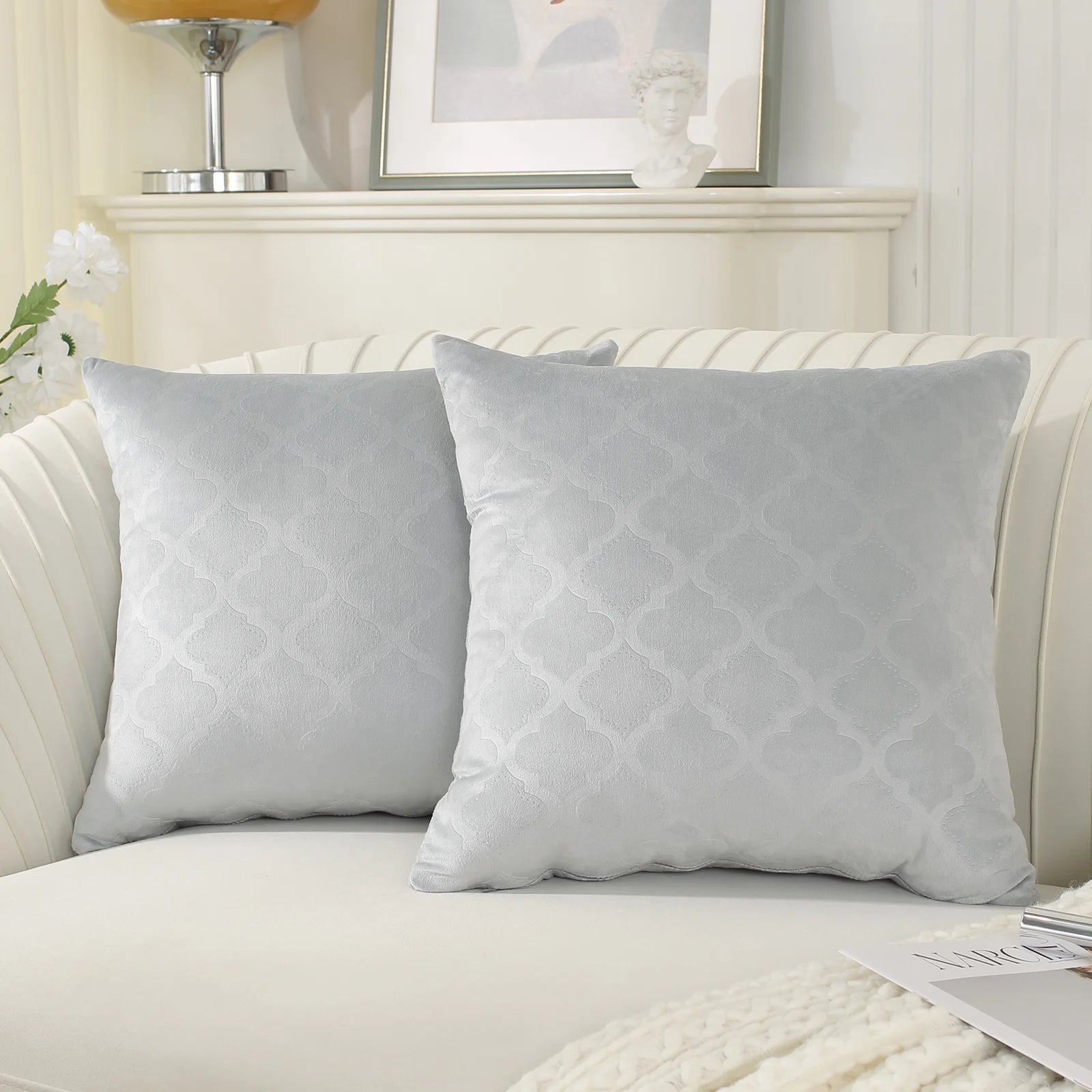 YSTYLE Velvet Sofa Cushion Covers, Decorative Throw Pillow Covers, 2 pcs, Hidden Zipper-Gourd Shape