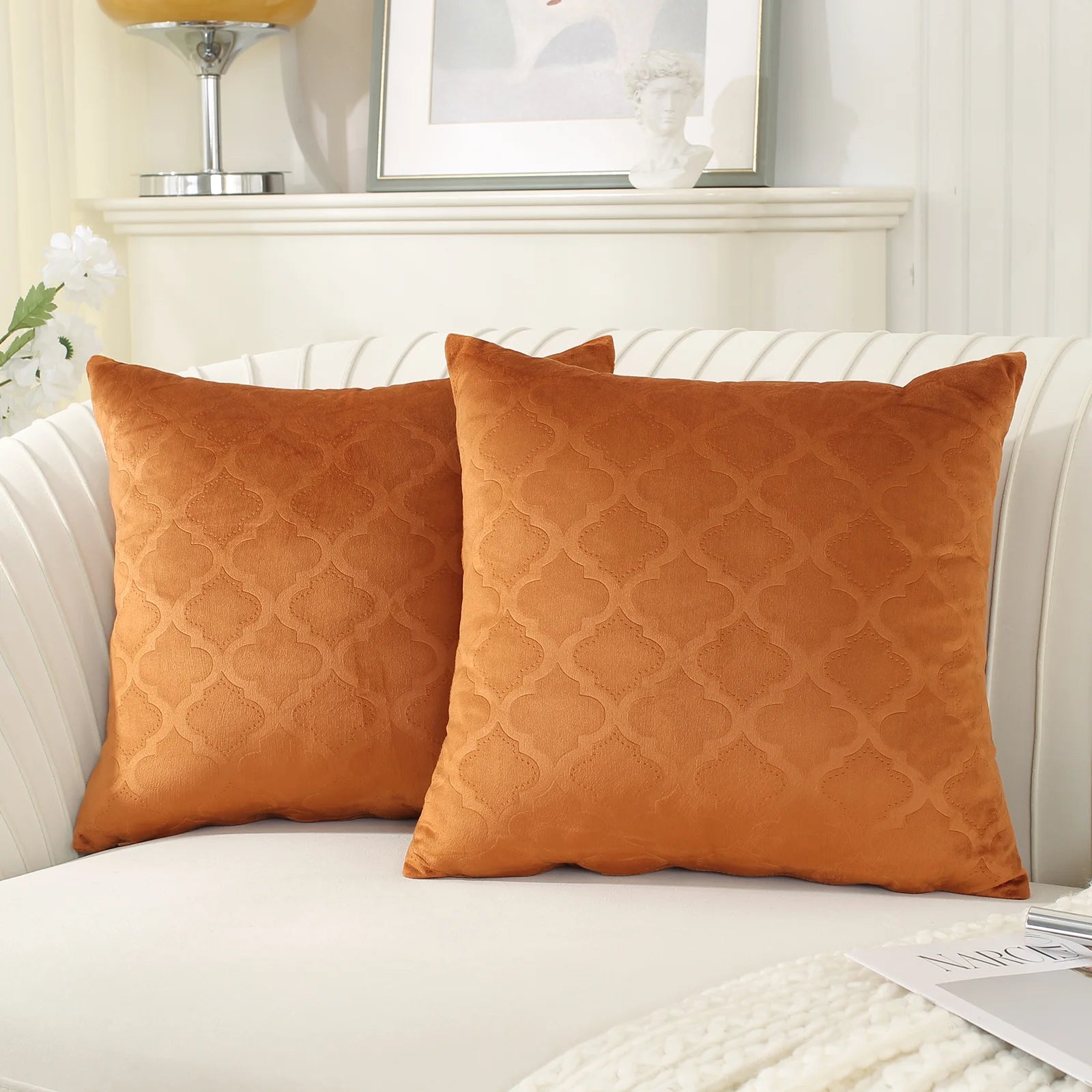 YSTYLE Velvet Sofa Cushion Covers, Decorative Throw Pillow Covers, 2 pcs, Hidden Zipper-Gourd Shape