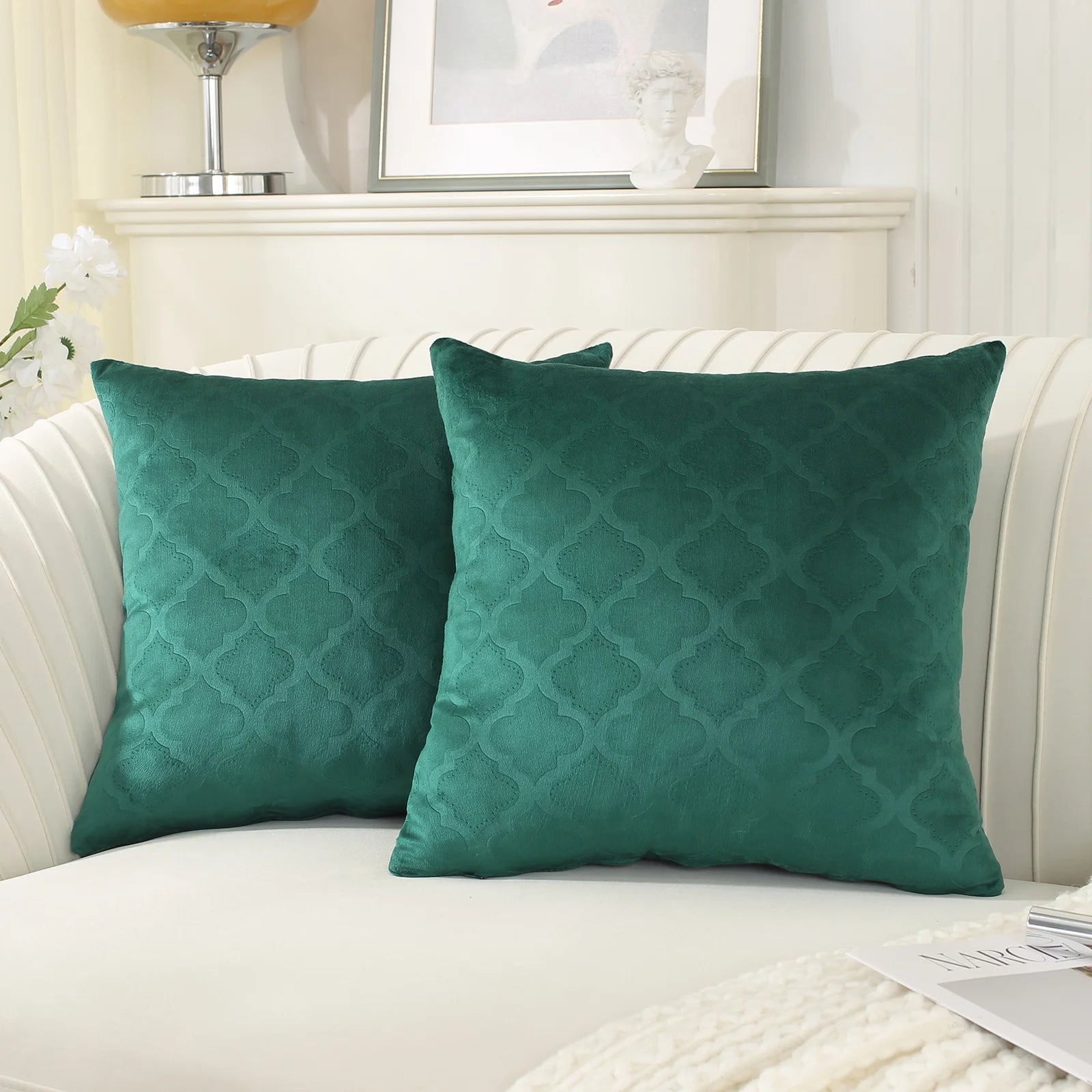 YSTYLE Velvet Sofa Cushion Covers, Decorative Throw Pillow Covers, 2 pcs, Hidden Zipper-Gourd Shape