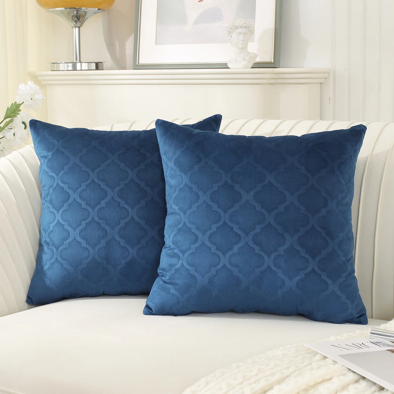 YSTYLE Velvet Sofa Cushion Covers, Decorative Throw Pillow Covers, 2 pcs, Hidden Zipper-Gourd Shape