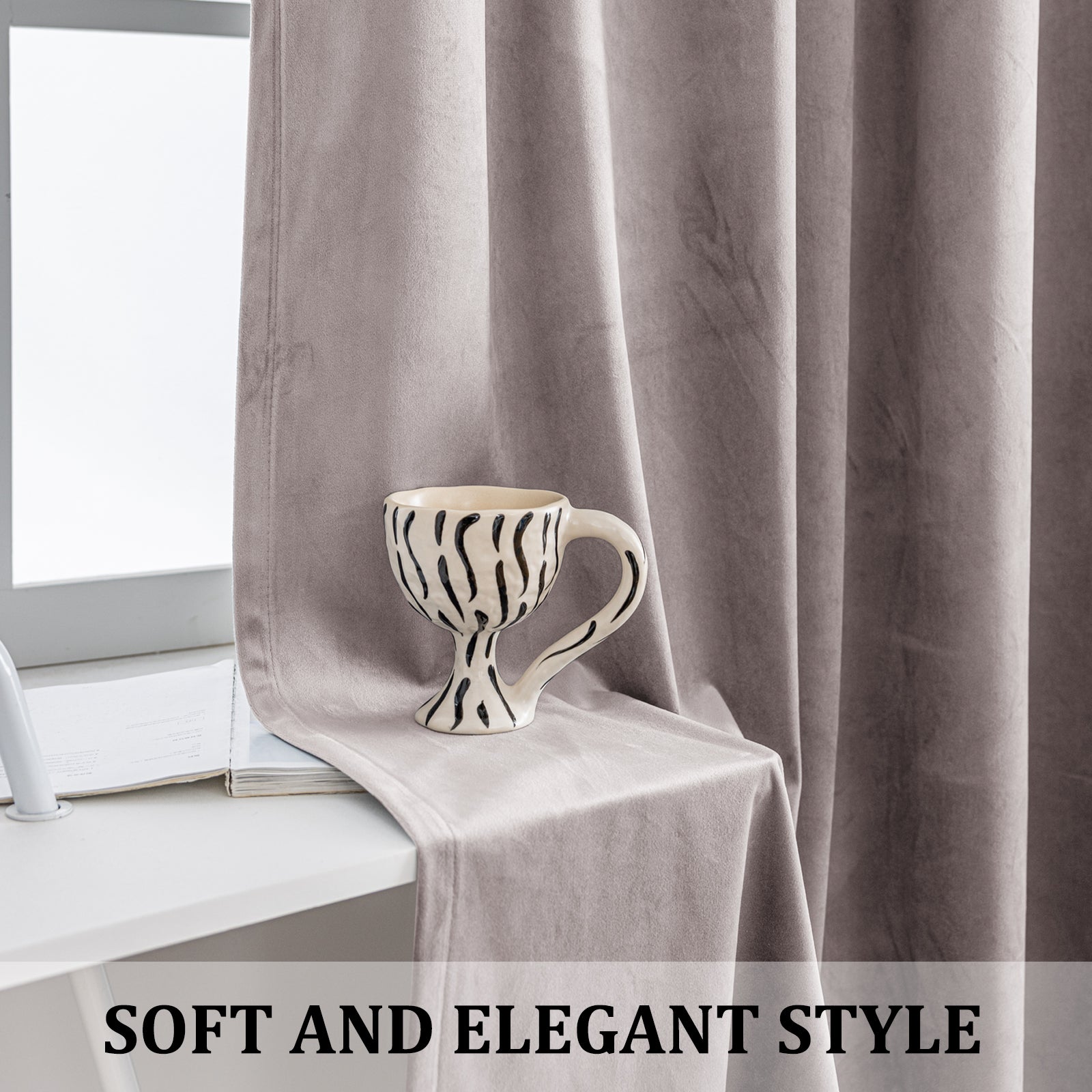 YSTYLE 2 Pieces Velvet Blackout Curtains Thermal Insulated-YSTYLE