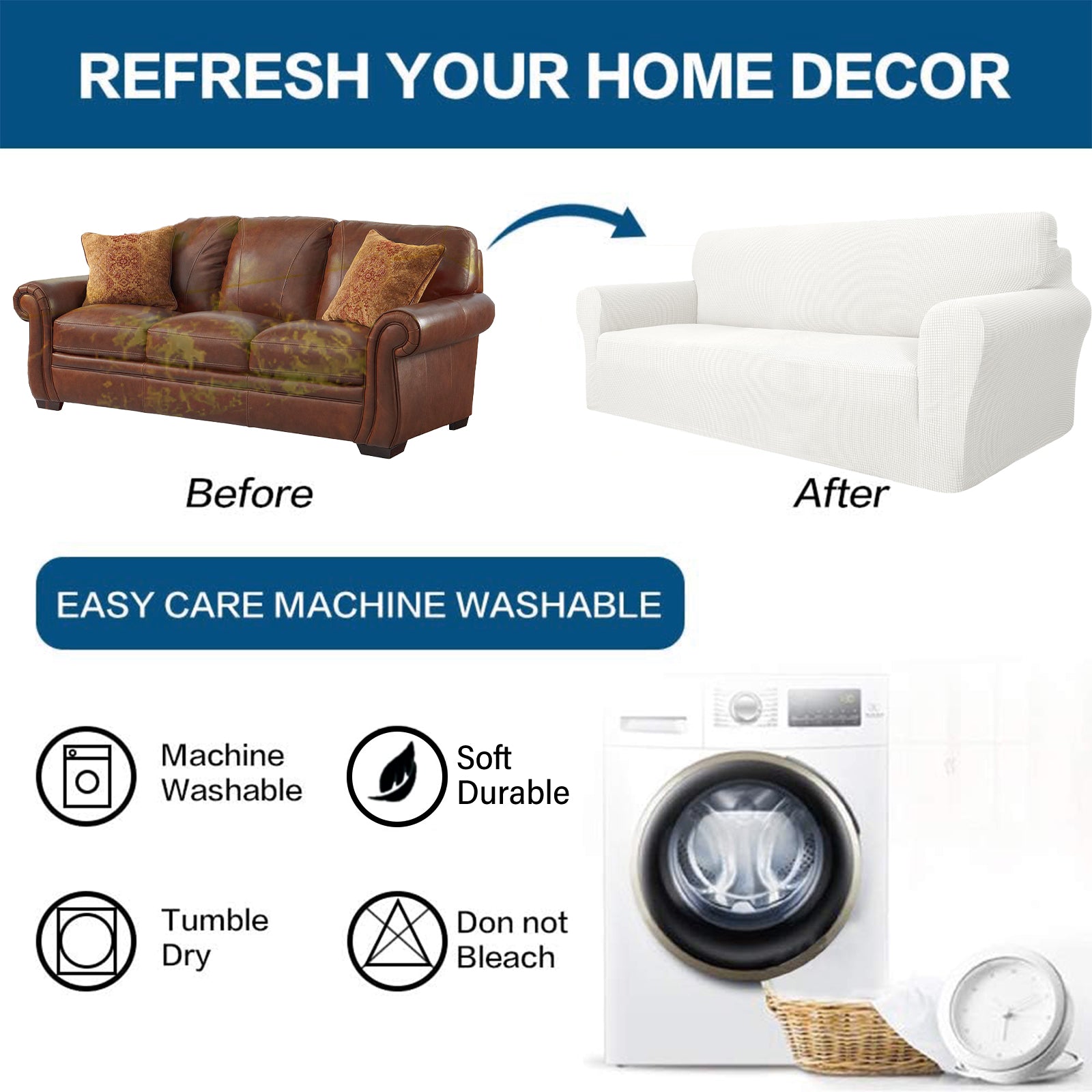 YSTYLE Stretch 2-Sitzer Sofa Bezug mit Armlehnen Anti-Rutsch