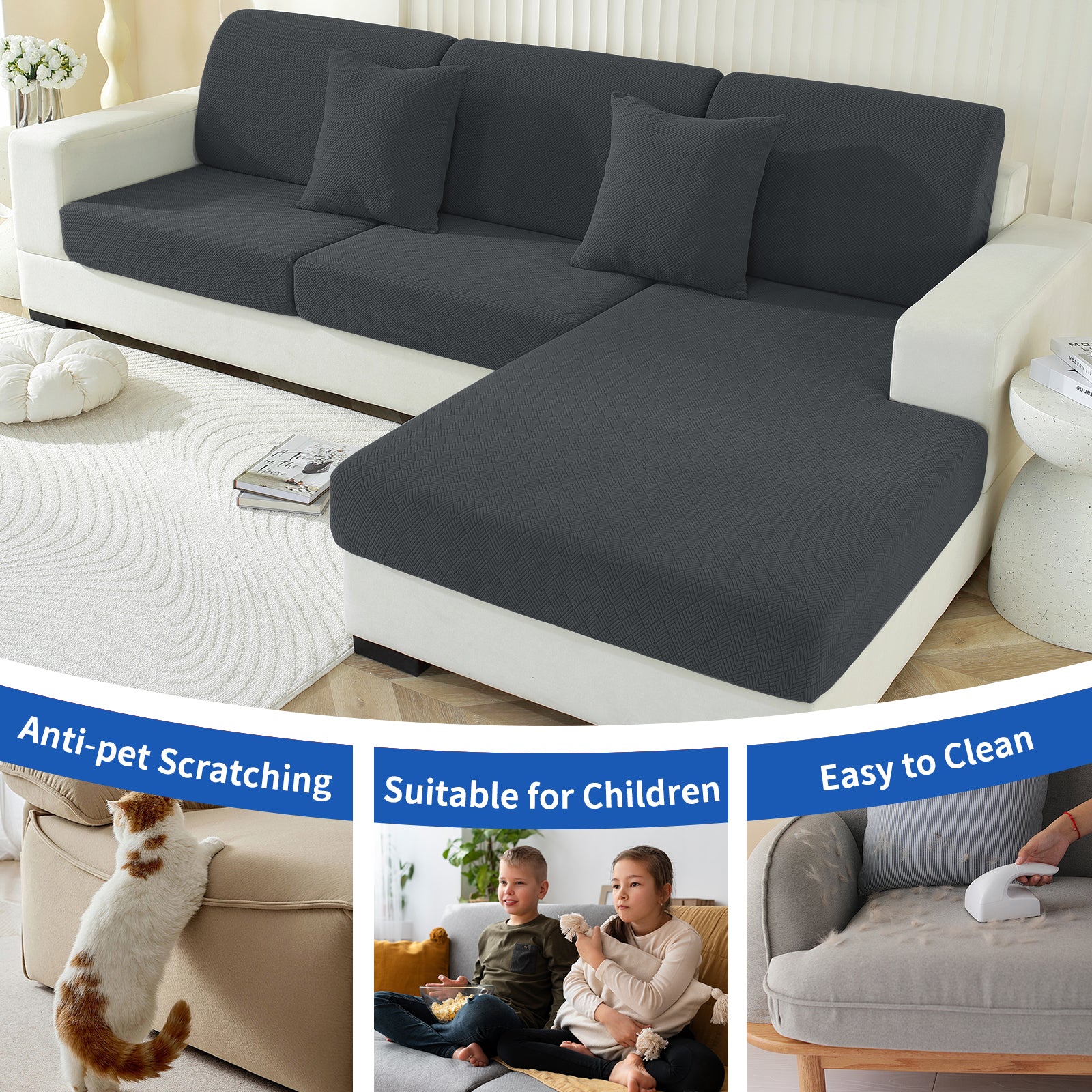 YSTYLE 2-Sitzer-Sofakissenbezug – Stretch-Passform, universell einsetzbar, rutschfest, kratzfest, geometrisches Design – rhombisch