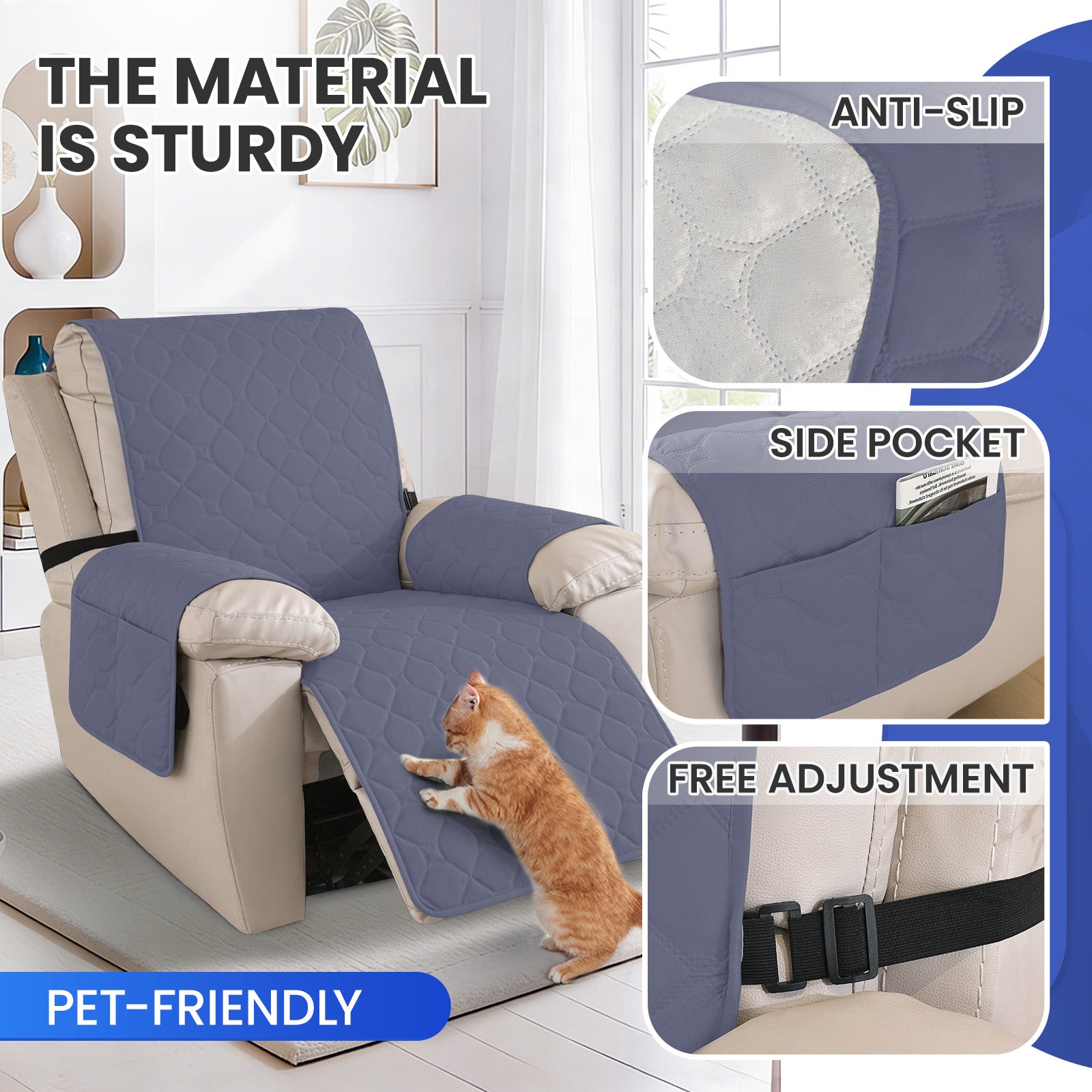 YSTYLE imperméable Recliner Armchair couverture with accoudoirs 1 Seater