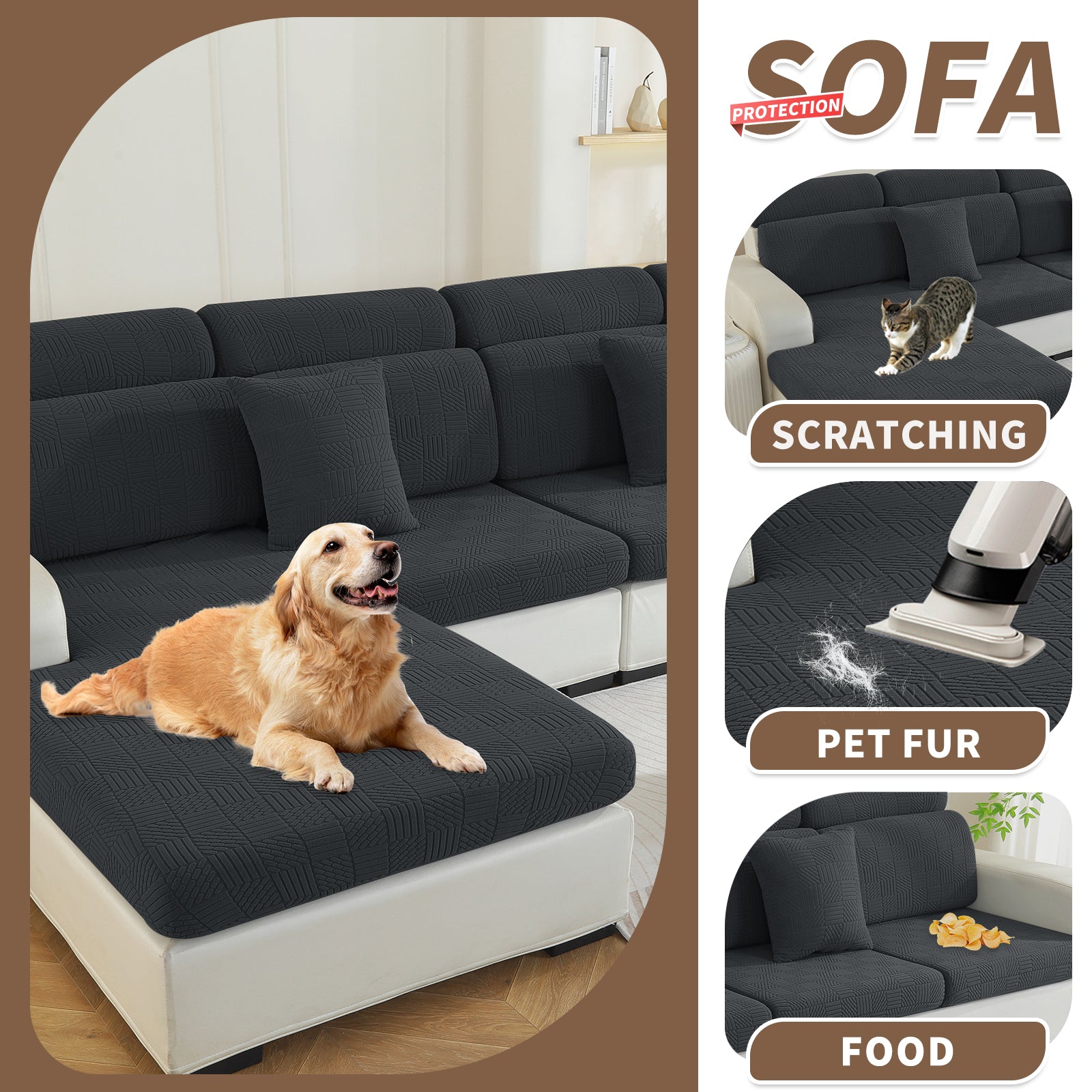 YSTYLE Copertura per sedile divano elasticizzata 3 posti motivo geometrico