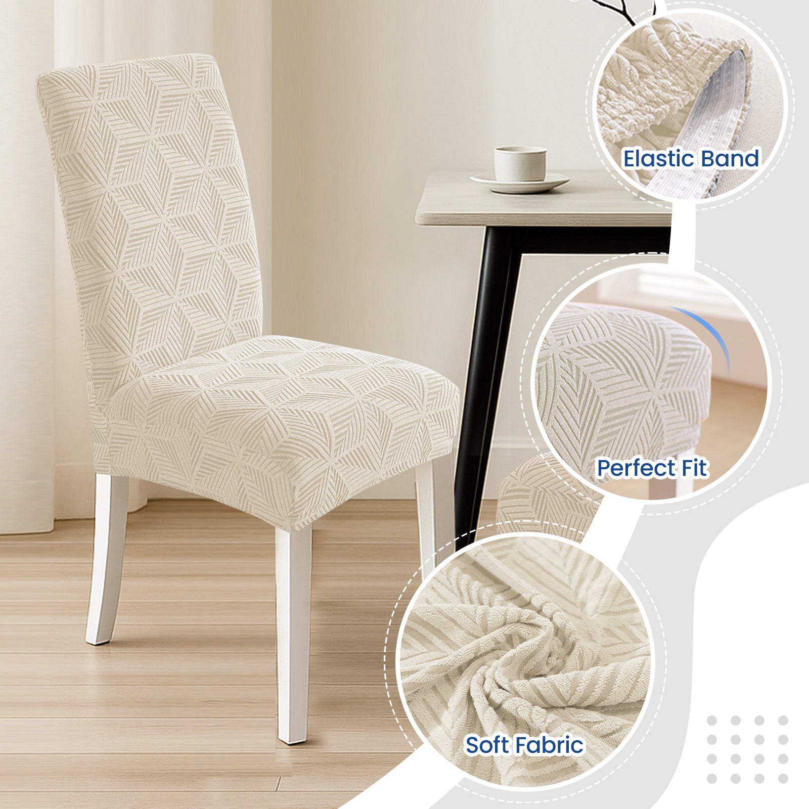 Ystyle 6-Piece Chair Covers with Backrest, Elastic Slipcovers, Universal Living Room Kitchen Chair Protectors, Cat Scratch-Resistant Modern Stain-Proof Dining Chair Covers