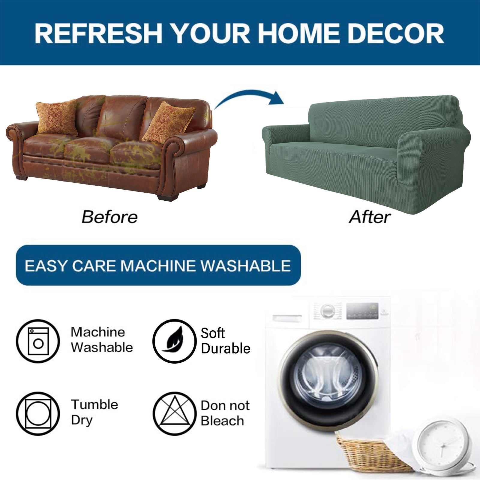 YSTYLE Stretch 2-Sitzer Sofa Bezug mit Armlehnen Anti-Rutsch