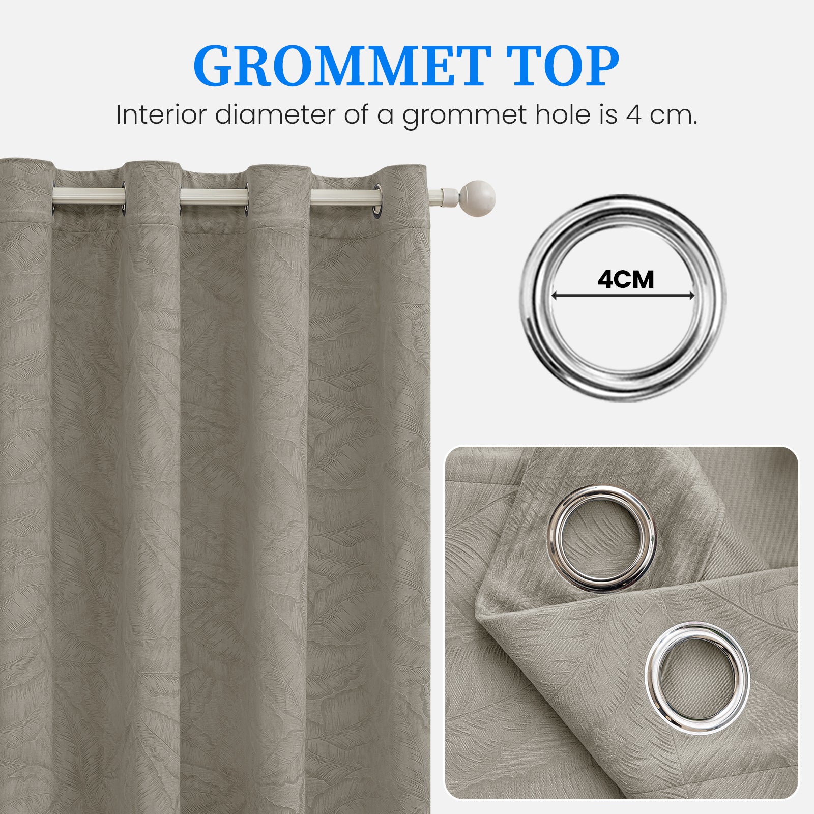 2 Pieces rideaux opacifiants with Stainless Steel Eyelets thermique Polyester Panels