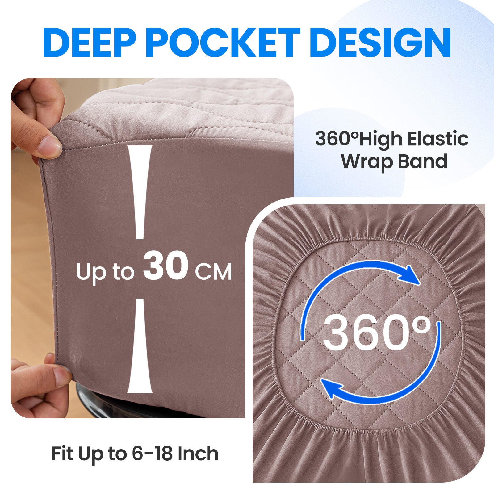 Waterproof Quilted Mattress Protector 90x200cm with Deep Pocket