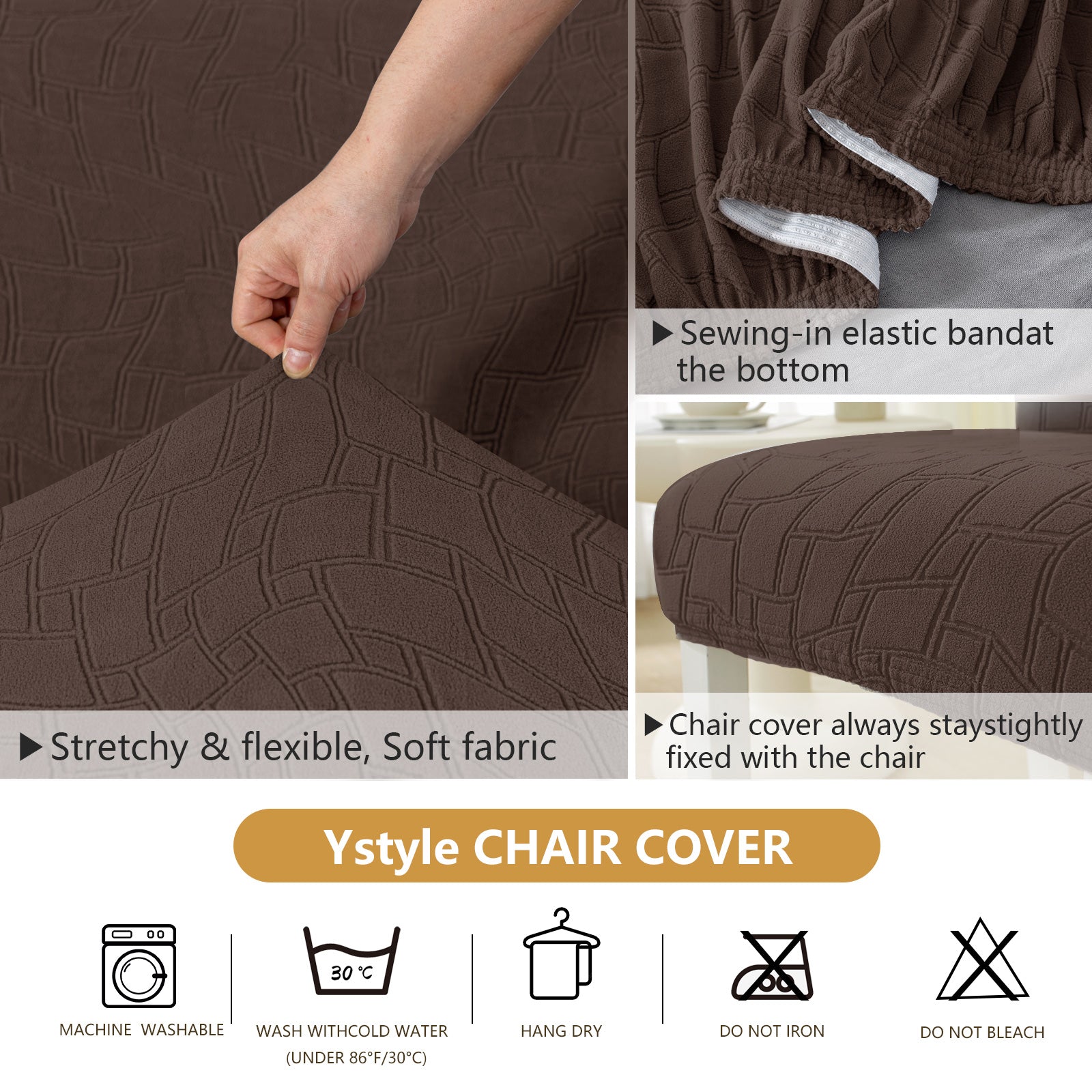 Ystyle 2-Piece Chair Covers with Backrest, Elastic Living Room Kitchen Chair Slipcovers, Soft Comfortable Anti-Scratch Chair Covers, Easy to Clean and Durable, Washable Removable