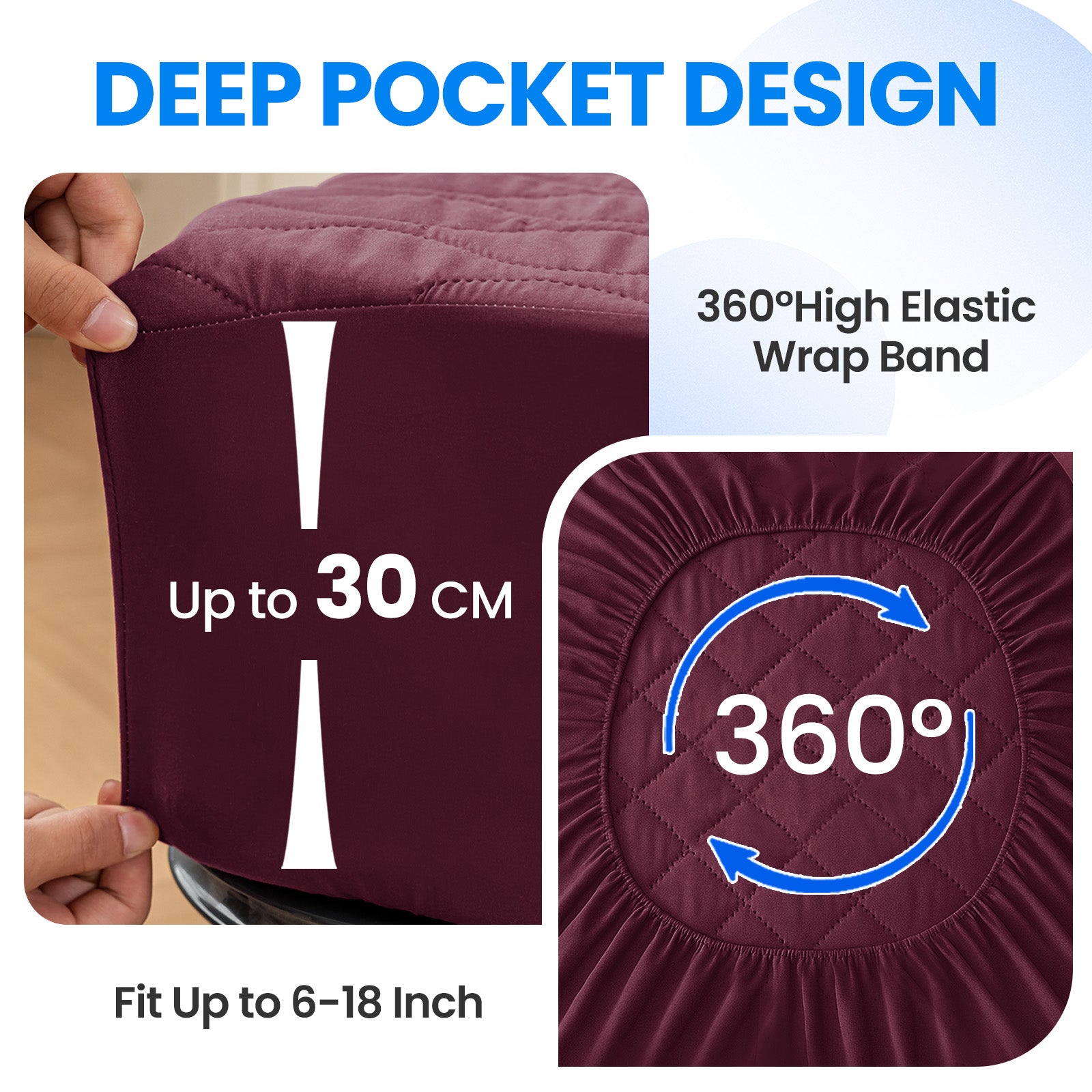 Waterproof Quilted Mattress Protector 90x200cm with Deep Pocket