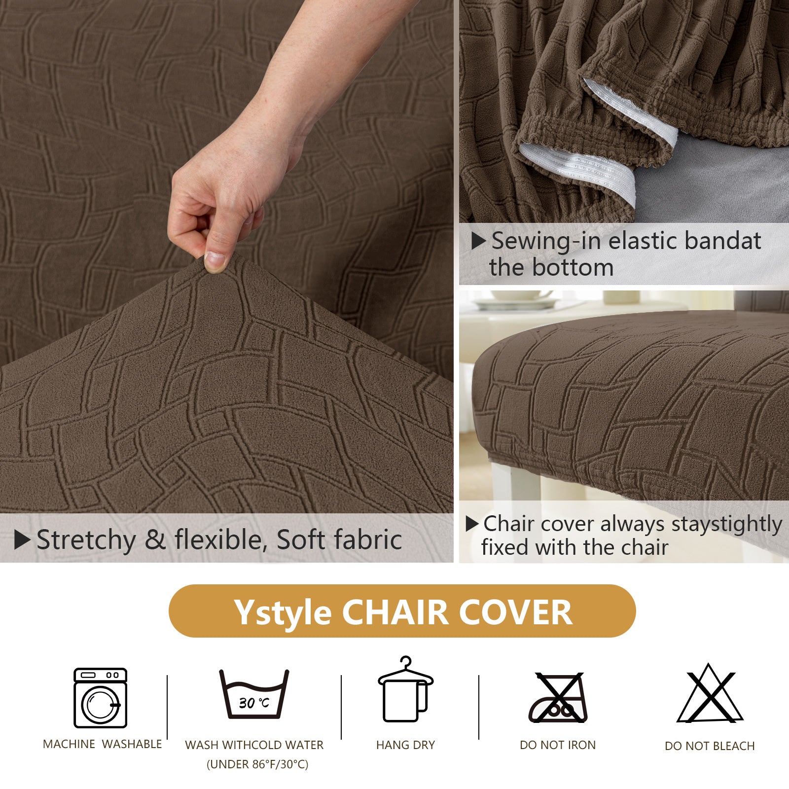 Ystyle 6 Pieces Stretch Chair Covers with Backrest Washable-YSTYLE