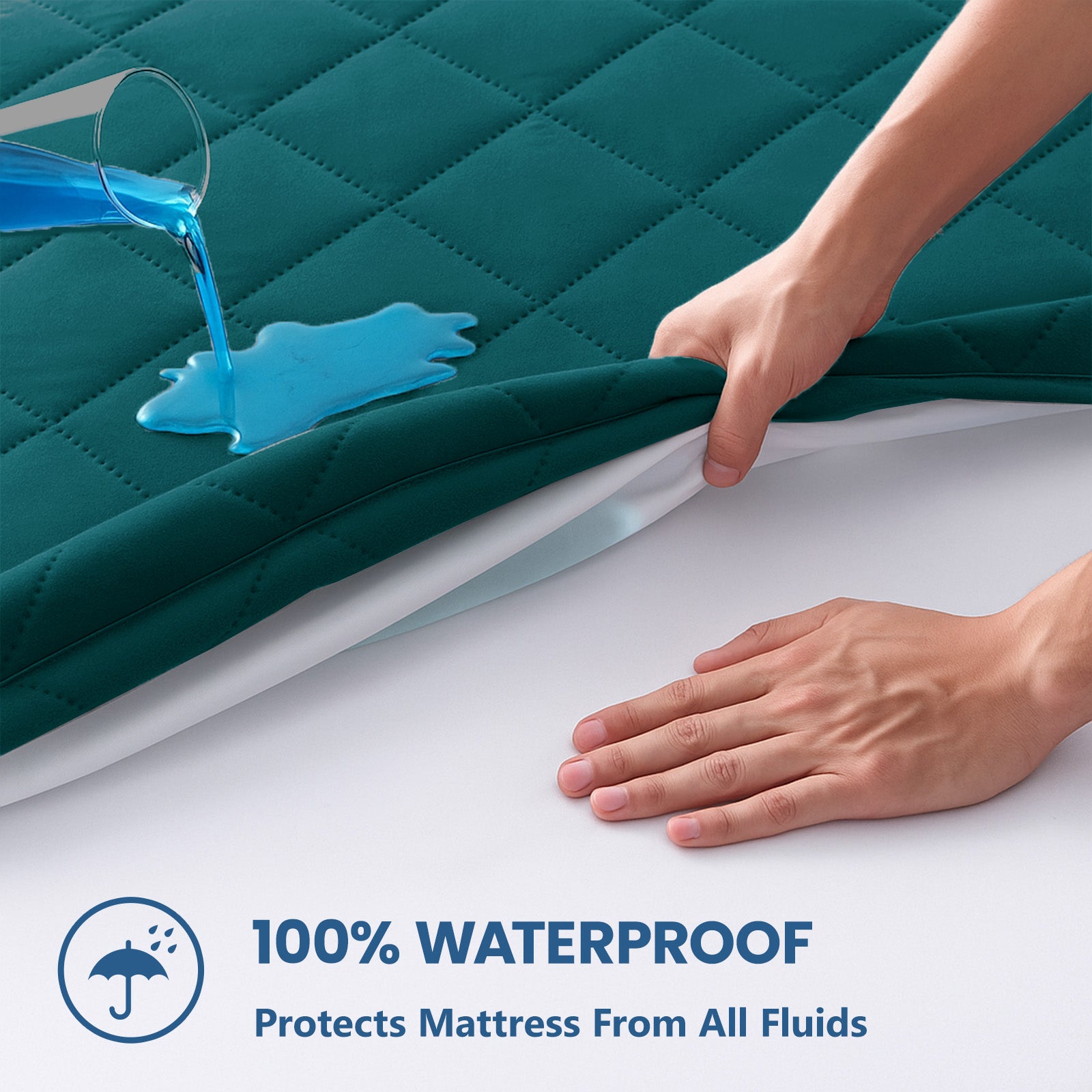 Waterproof Quilted Mattress Protector with Deep Pocket Elastic Fit