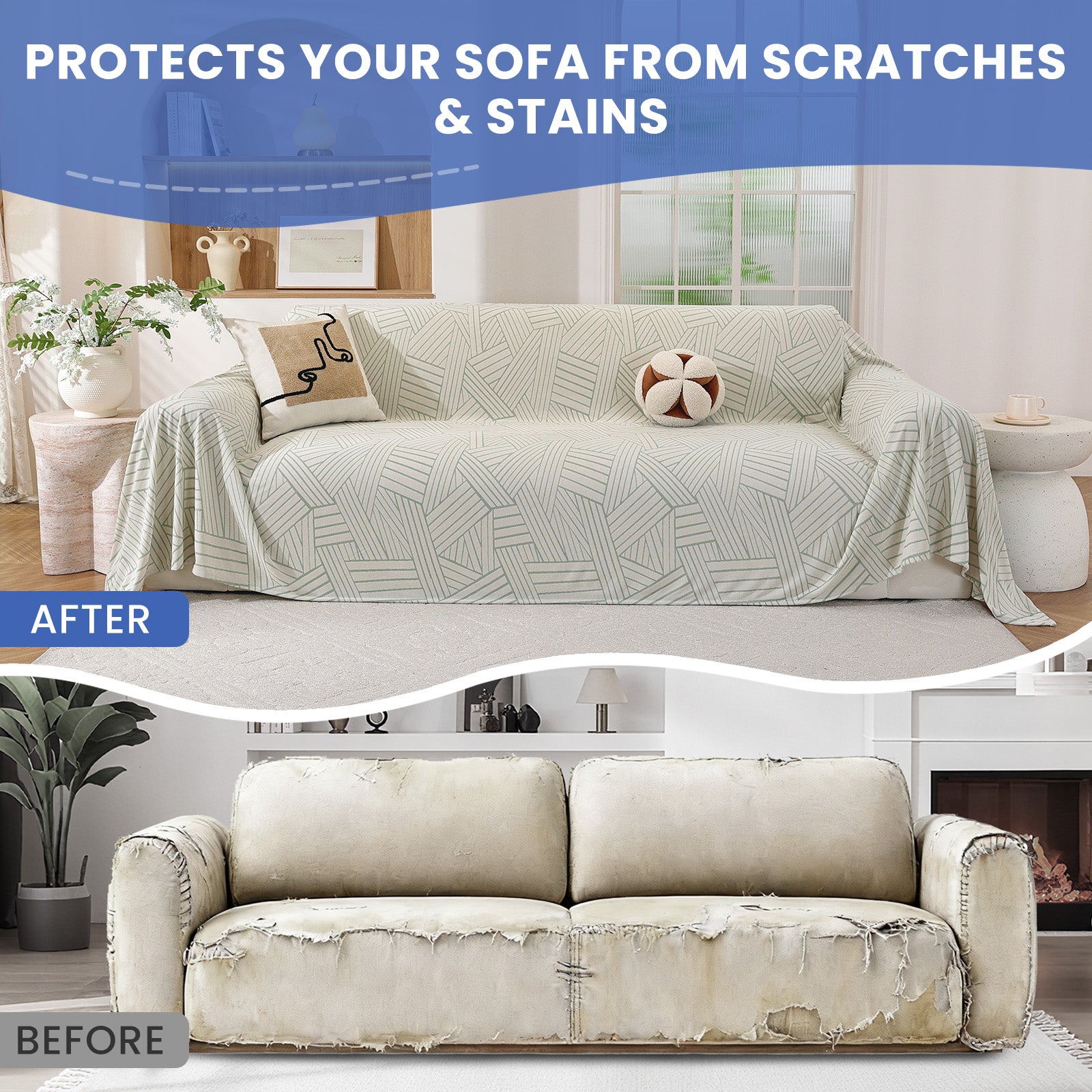 Ystyle Sofa Cover 180x280 CM, Non-Slip Full Sofa Protector, Cat Scratch-Resistant Sofa Cover, Washable Stain-Proof Sofa Slipcover, Ideal as Decorative Throw or Picnic Blanket