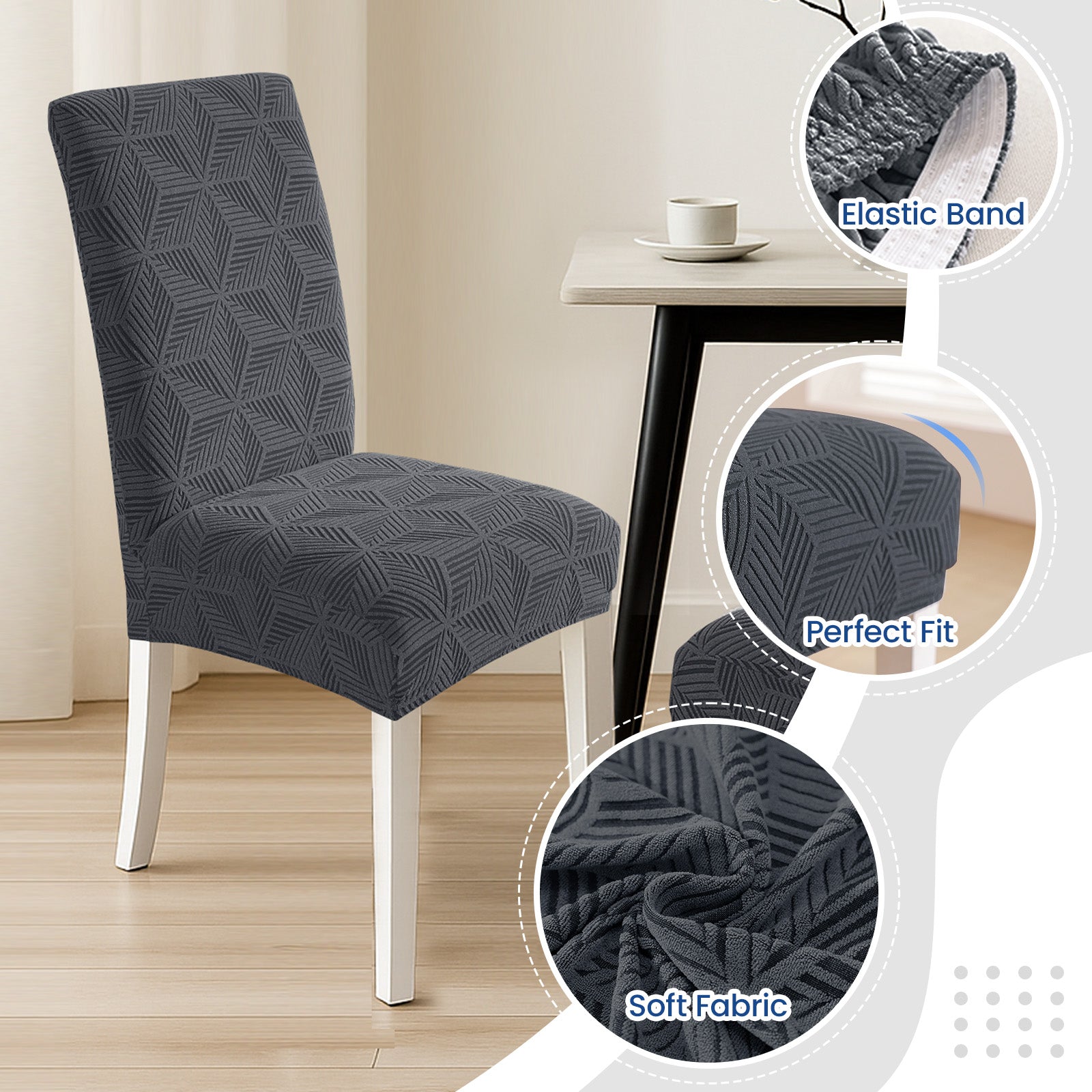 Ystyle 6-Piece Chair Covers with Backrest, Elastic Slipcovers, Universal Living Room Kitchen Chair Protectors, Cat Scratch-Resistant Modern Stain-Proof Dining Chair Covers