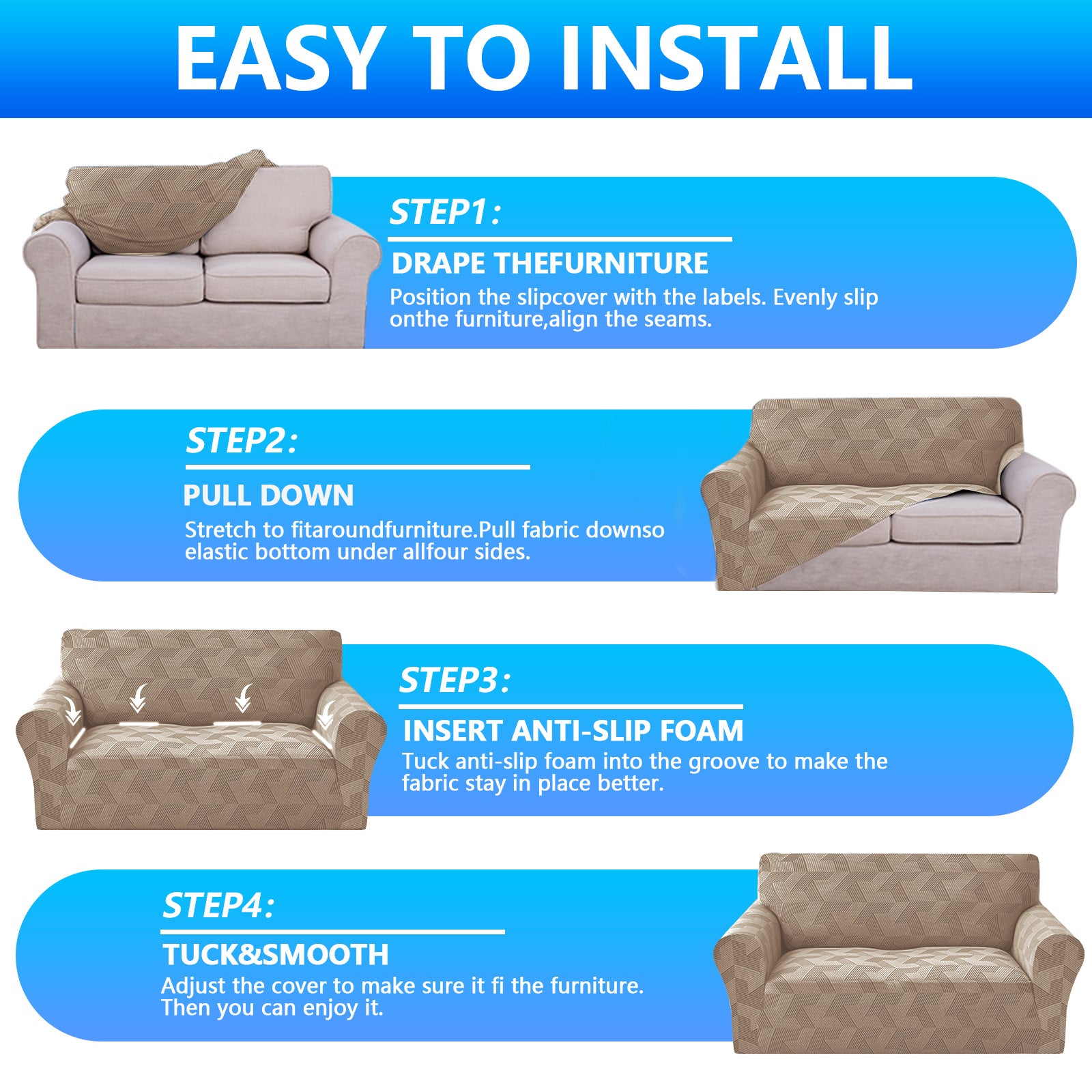 Ystyle Stretch 4 Seater Sofa Cover Super Elastic and Anti Slip-YSTYLE