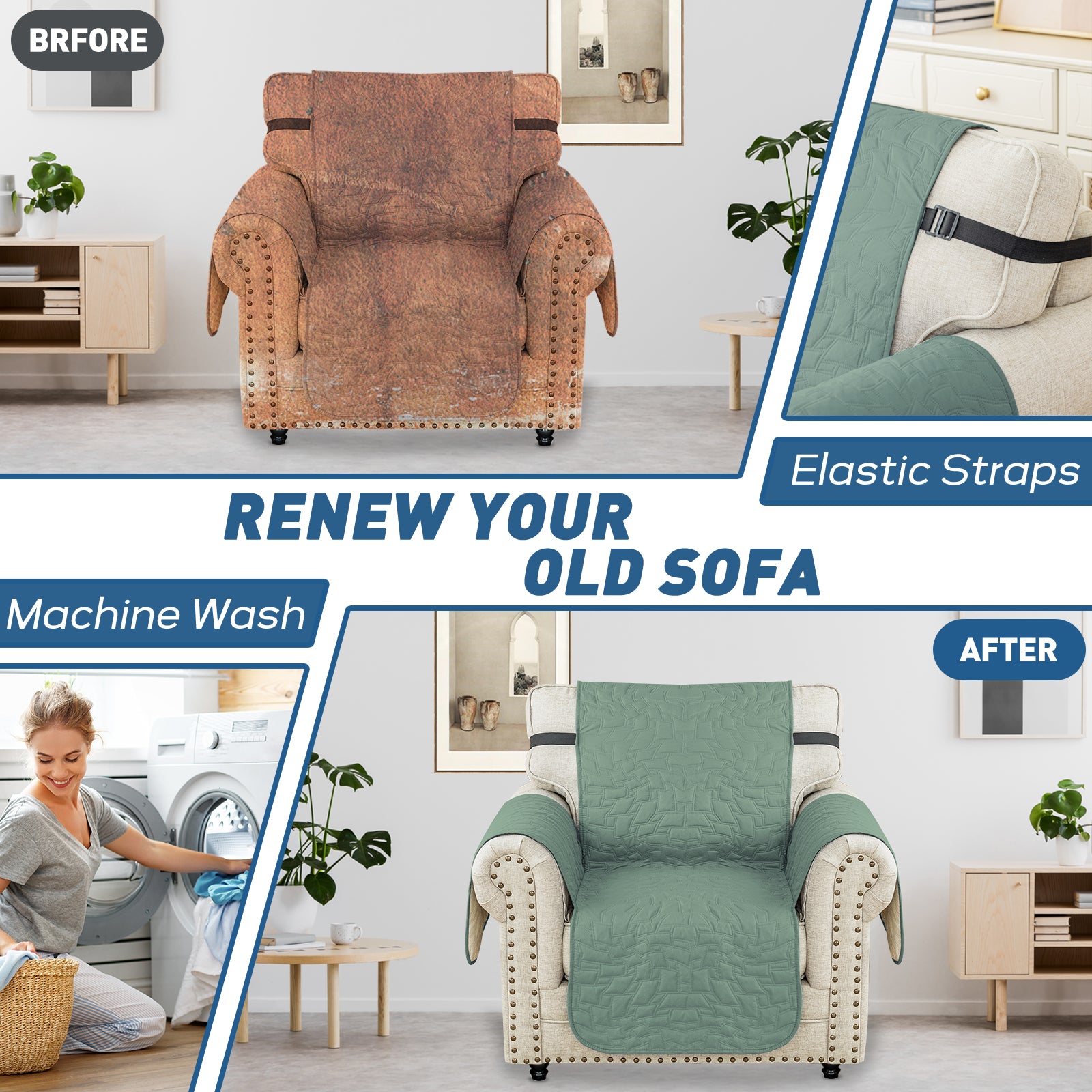 Copertura Impermeabile per Poltrona Singola con Braccioli e Funzione Antiscivolo | YSTYLE