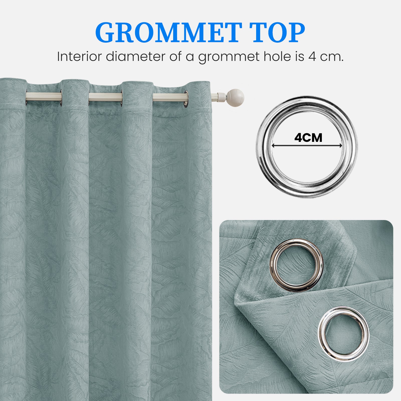 2 Pieces rideaux opacifiants with Stainless Steel Eyelets thermique Polyester Panels