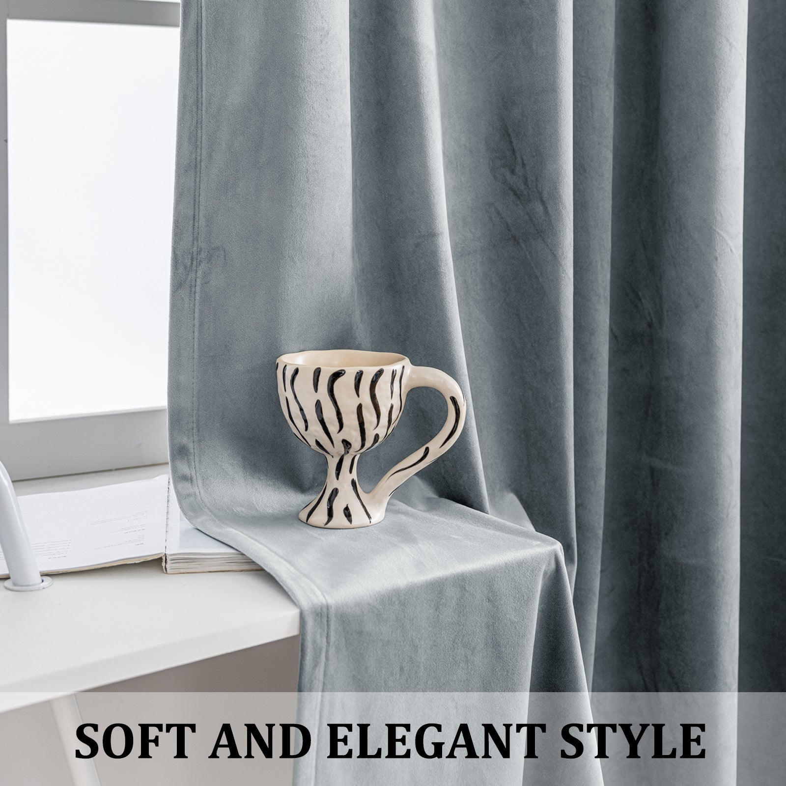 YSTYLE 2 Pieces Velvet Blackout Curtains Thermal Insulated-YSTYLE