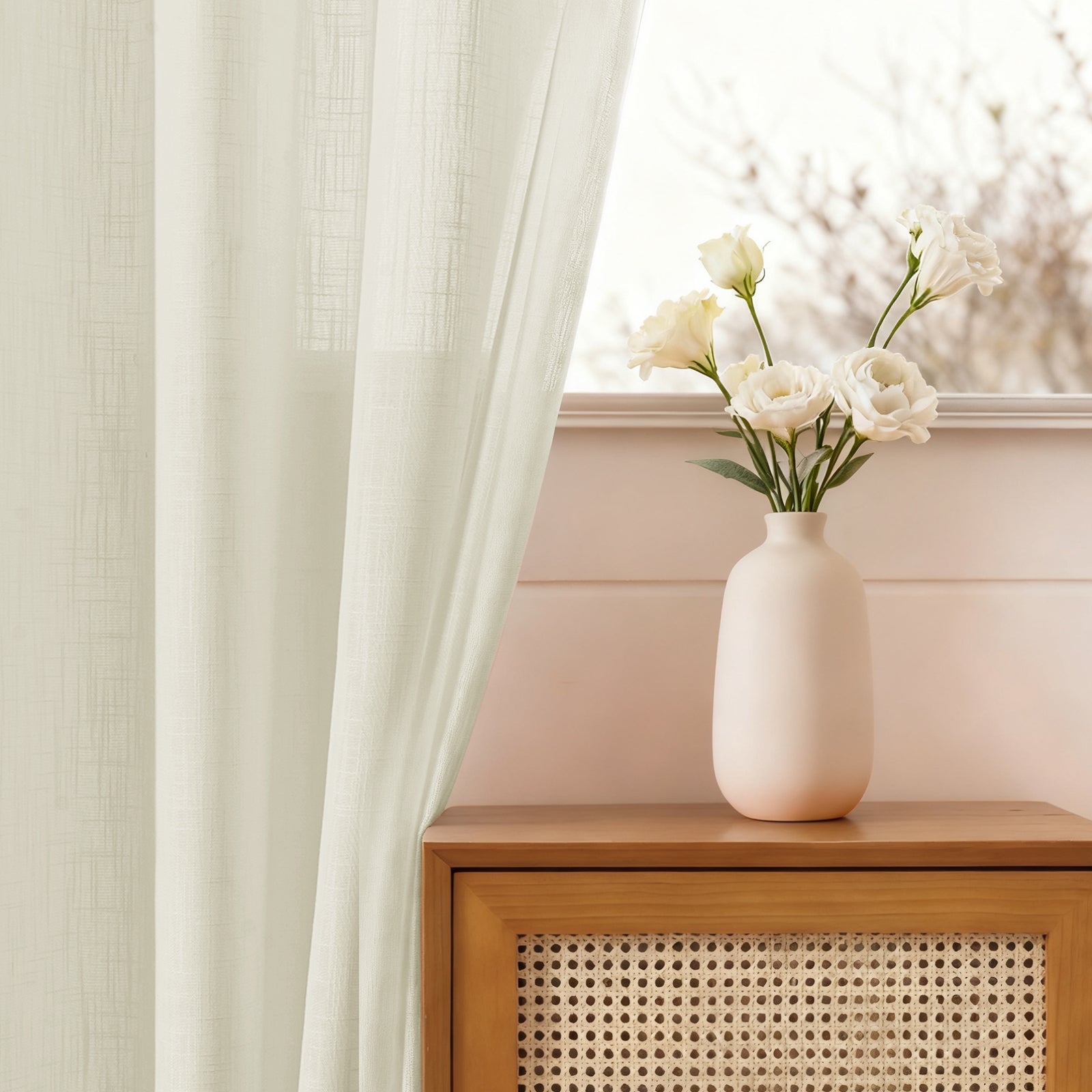 Ystyle 2 Panels Set, Linen-Effect Indoor Curtains, 70x240 cm, Living Room Window Curtains with Cross Weave, Kitchen Voile Curtains with Rod Pocket, Modern Lightweight Bedroom Curtains