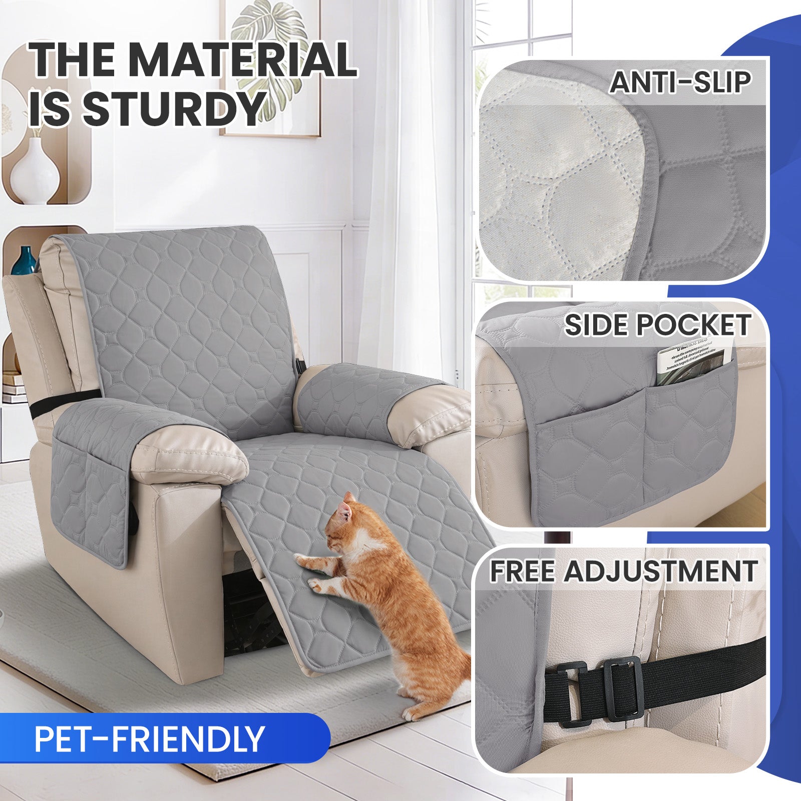 YSTYLE imperméable Recliner Armchair couverture with accoudoirs 1 Seater