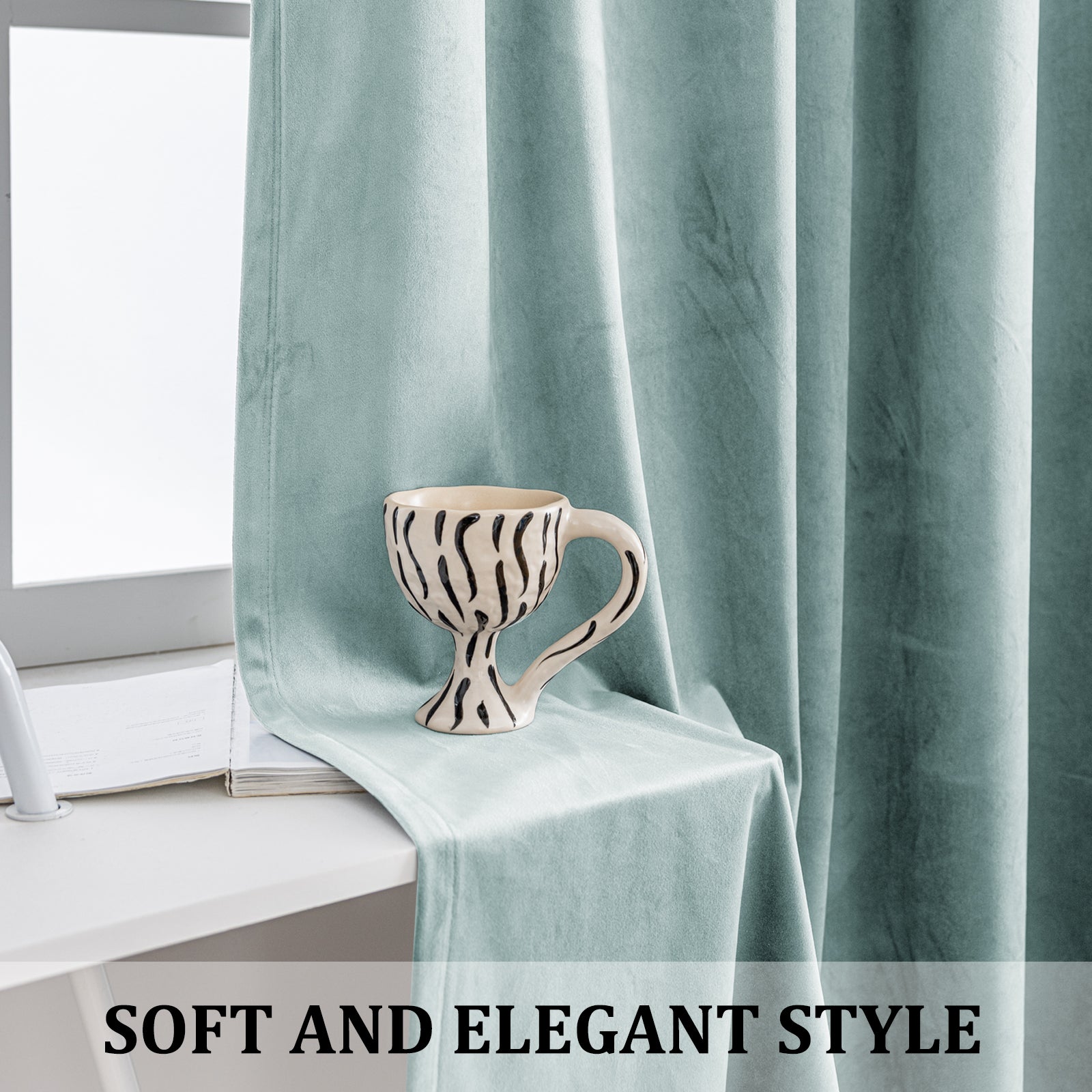 YSTYLE 2 Pieces Velvet Blackout Curtains Thermal Insulated-YSTYLE