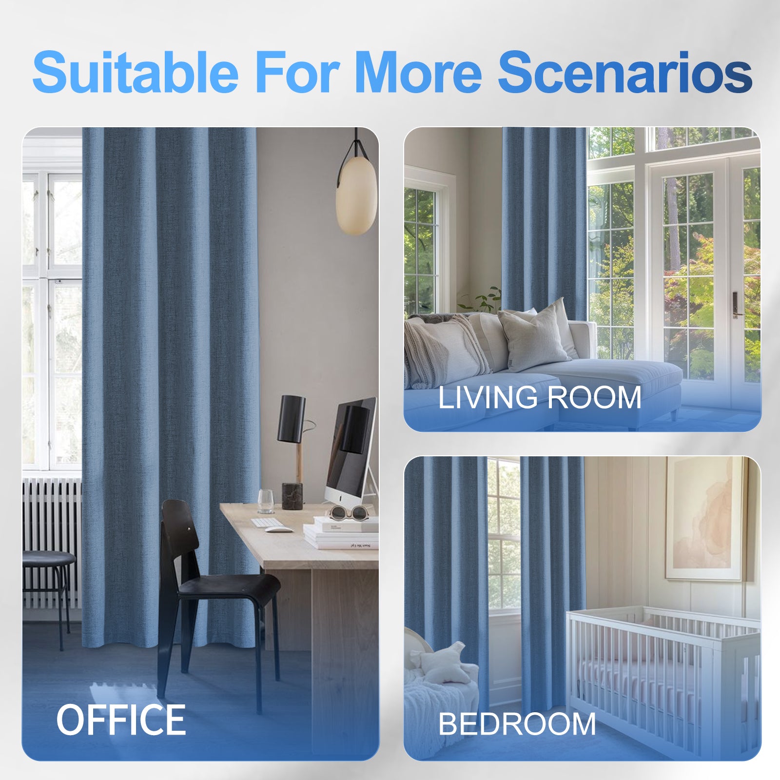 2 Pieces 100% Blackout Linen Curtains 140x175 cm Thermal