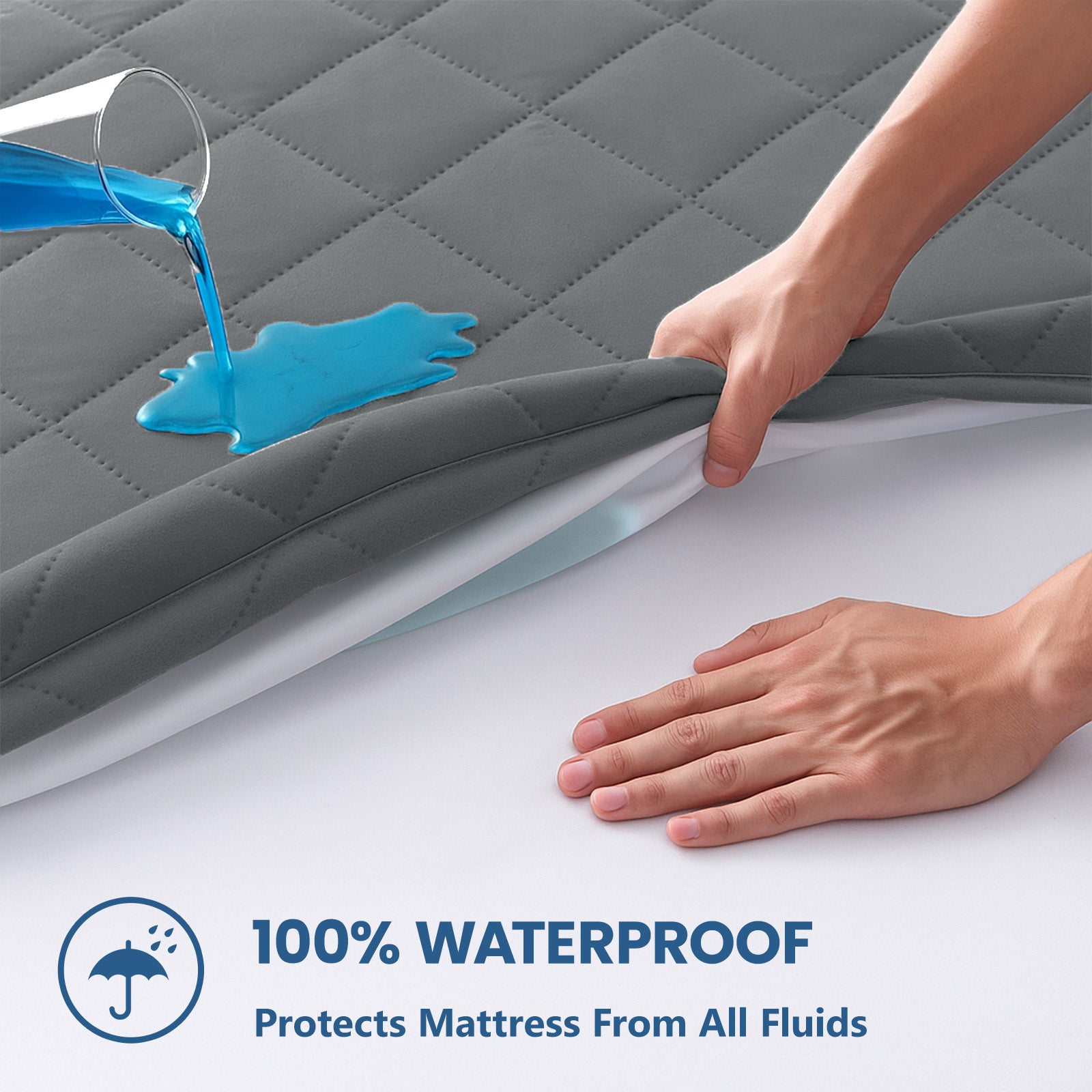 Waterproof Quilted Mattress Protector with Deep Pocket Elastic Fit