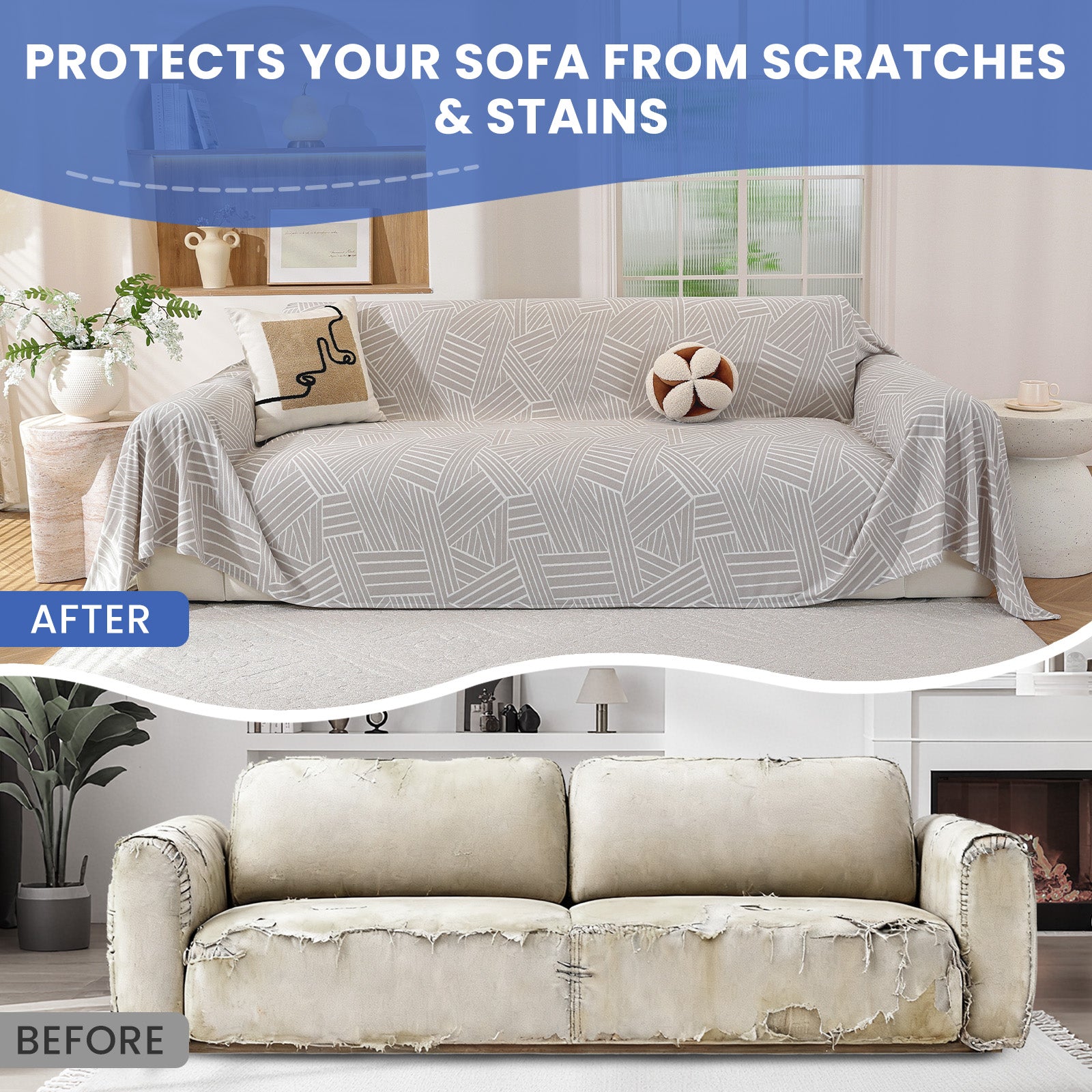 Ystyle Sofa Cover 180x280 CM, Non-Slip Full Sofa Protector, Cat Scratch-Resistant Sofa Cover, Washable Stain-Proof Sofa Slipcover, Ideal as Decorative Throw or Picnic Blanket