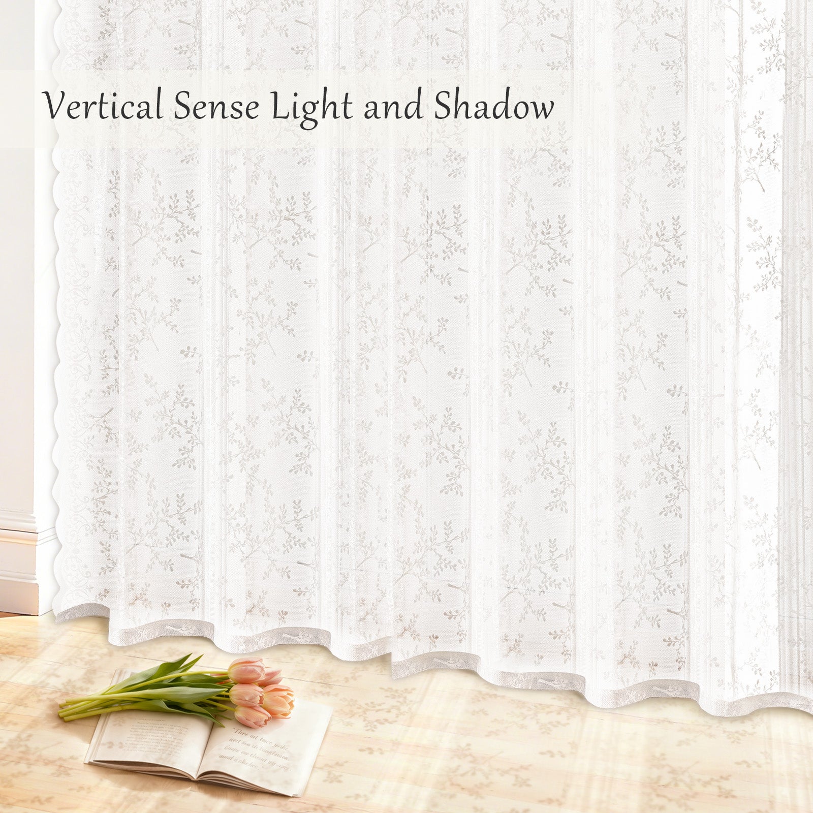 YSTYLE 2 Pieces Semi Sheer Lace Curtains Eyelets-YSTYLE