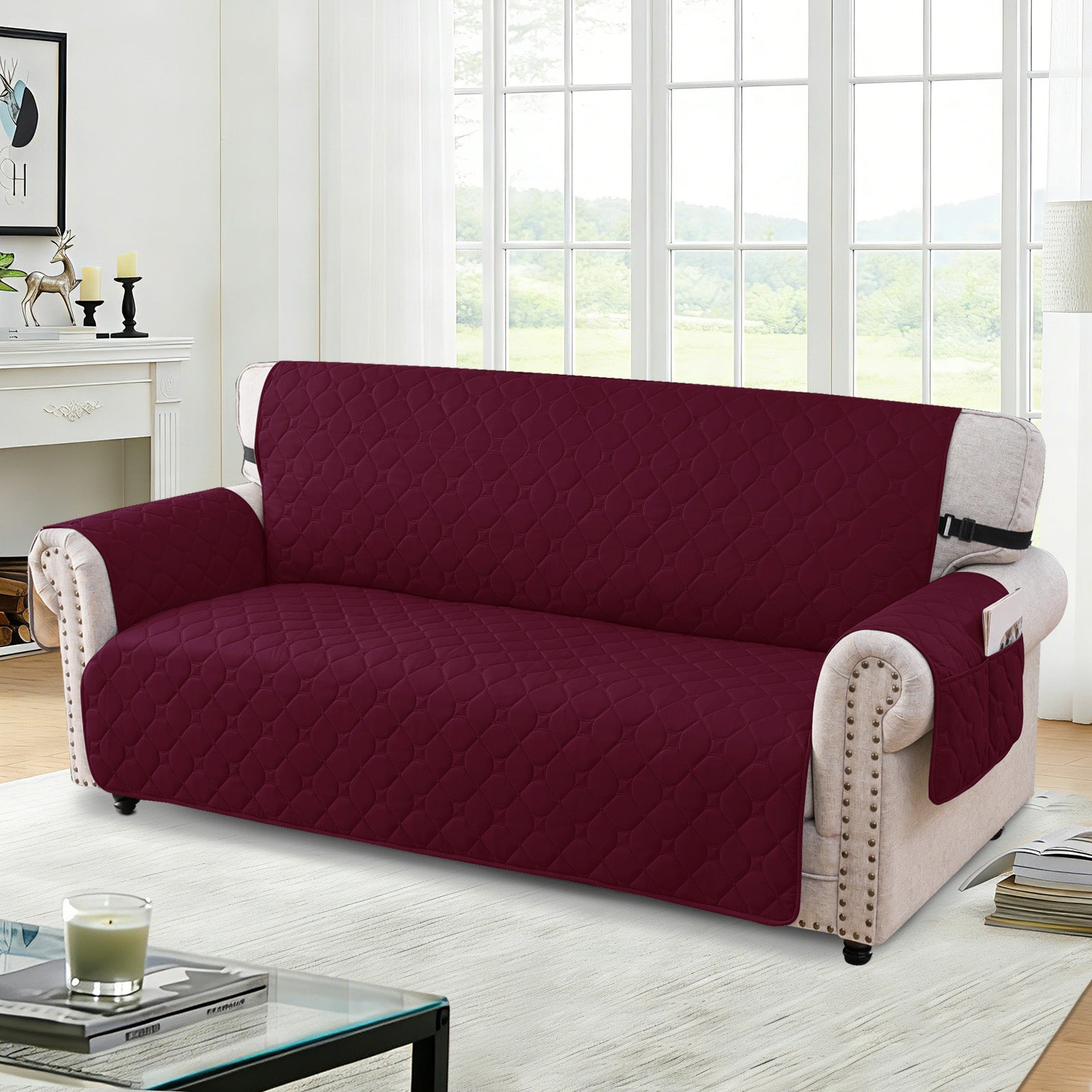 YSTYLE Waterproof 2 Seater Armchair Cover with Pockets Non Slip