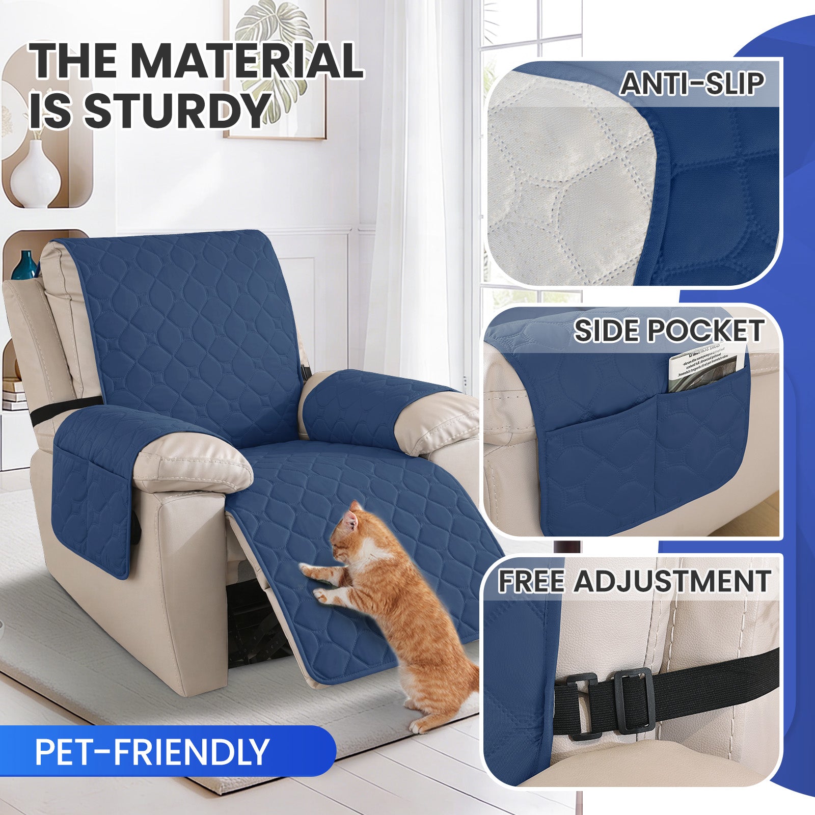 YSTYLE imperméable Recliner Armchair couverture with accoudoirs 1 Seater