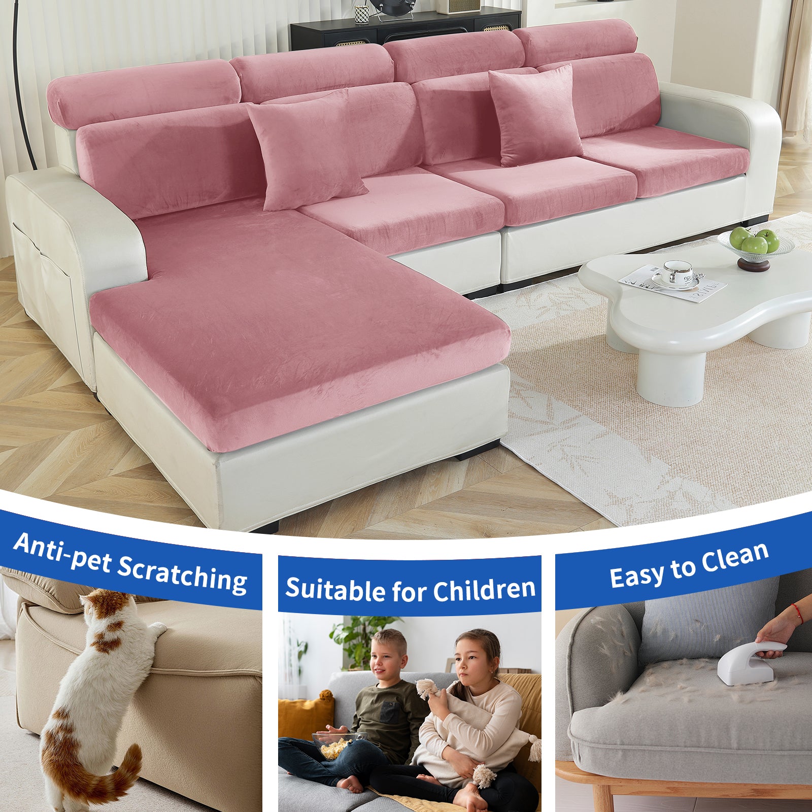 YSTYLE Samt-Stretch-Sofaschoner 2-sitzig Anti-Rutsch