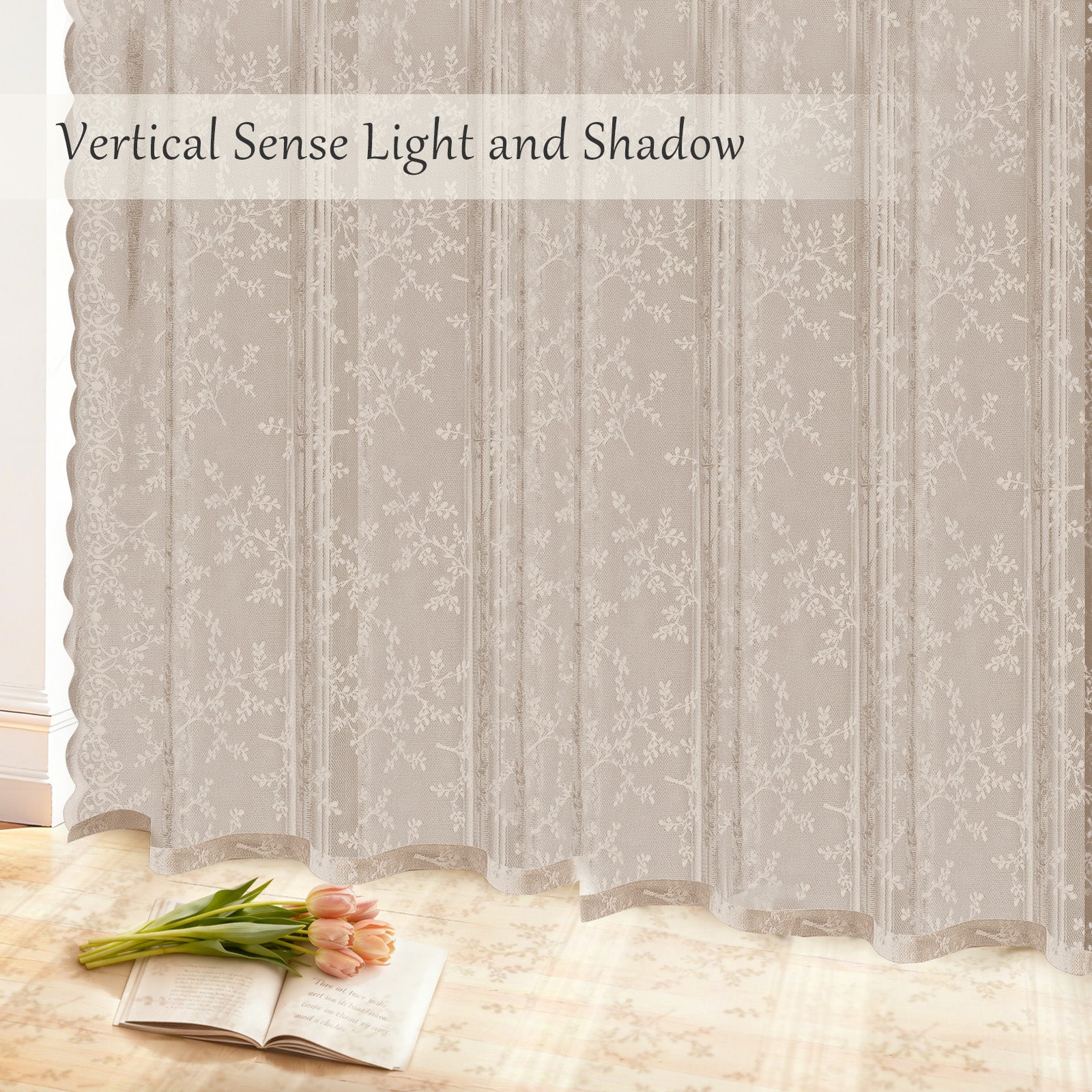 YSTYLE 2 Pieces Semi Sheer Lace Curtains Eyelets-YSTYLE